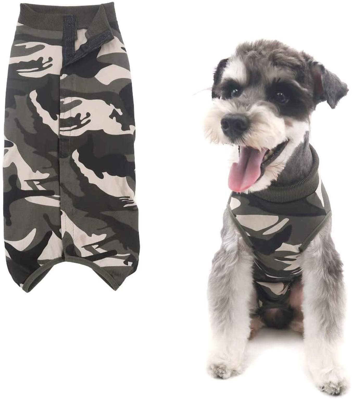 Tineer Dog Recovery Suit - Post-Surgery Protective Vest for Small Medium Large Dogs & Cats | E-Collar Alternative for Wound Care & Skin Diseases | Camouflage Design (Size S) | Ideal for Post-Op Healing, Hot Spot Protection & Allergy Relief