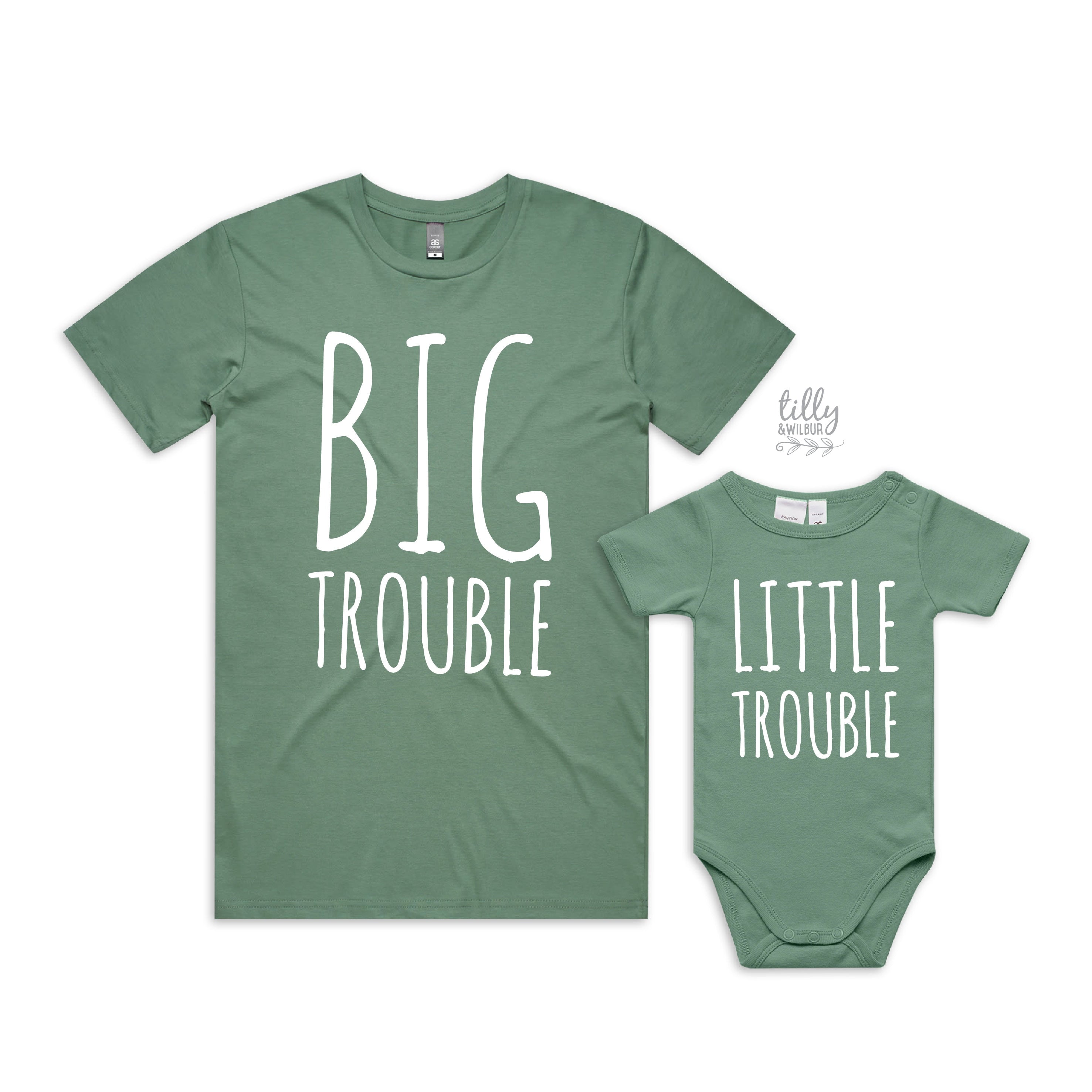 Big Trouble Little Trouble Matching Outfits - Cute Mother Daughter Matching Clothes for Family Photos & Special Occasions