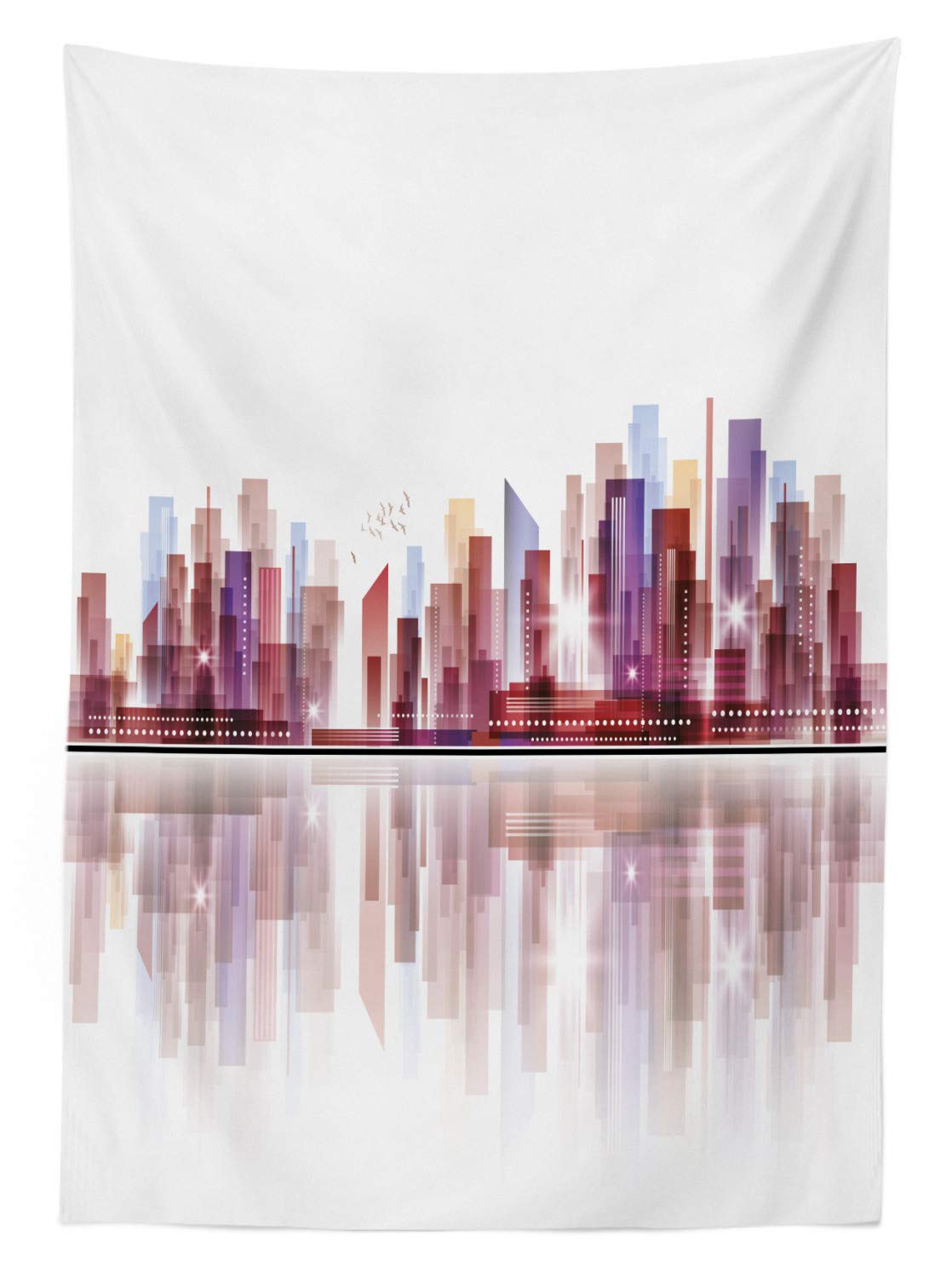 Ambesonne Modern Abstract Skyscraper Tablecloth - Waterproof Outdoor Picnic Table Cover 58x120 Inches - Washable Durable Fabric for Patio, BBQ, Garden Parties & Picnics