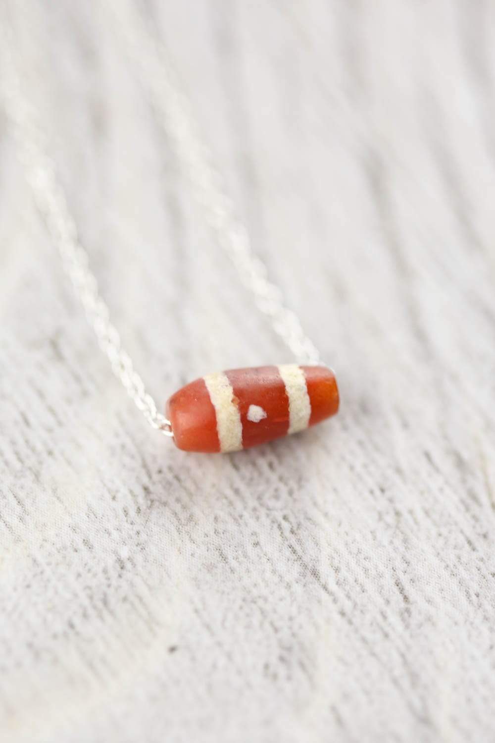 Ancient Striped Carnelian Beads - Natural Healing Stone Jewelry for Meditation, Chakra Balancing & Spiritual Energy - Perfect for Yoga, Reiki & Holistic Wellness Practices