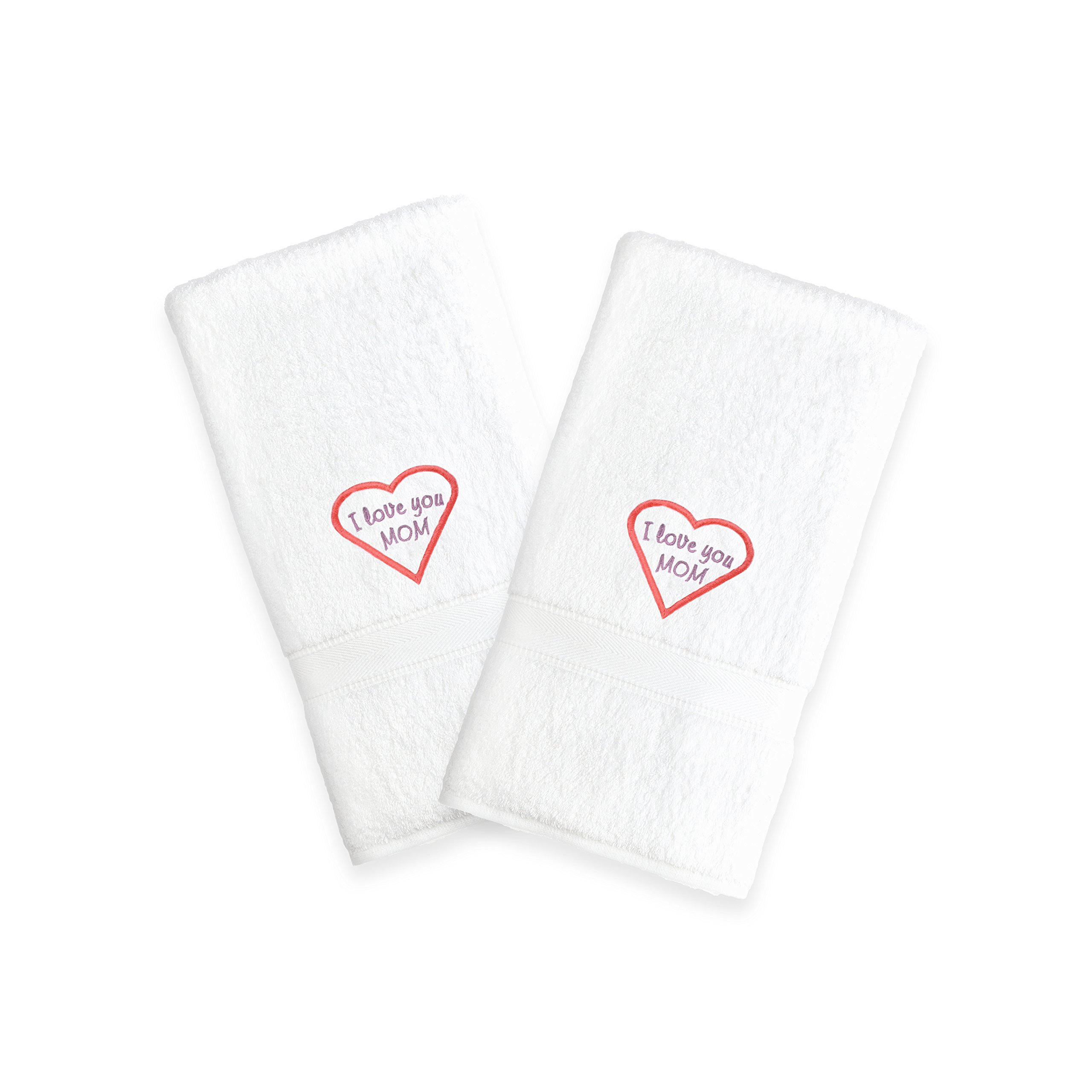 Premium 100% Cotton Embroidered Hand Towels Set of 2 - 