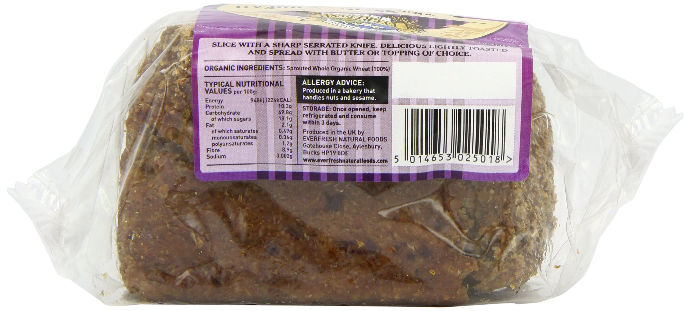 Organic Sprouted Wheat Bread by Everfresh Bakery - 400g Whole Grain Loaf | Healthy Breakfast, Sandwiches & Toast for Active Lifestyles