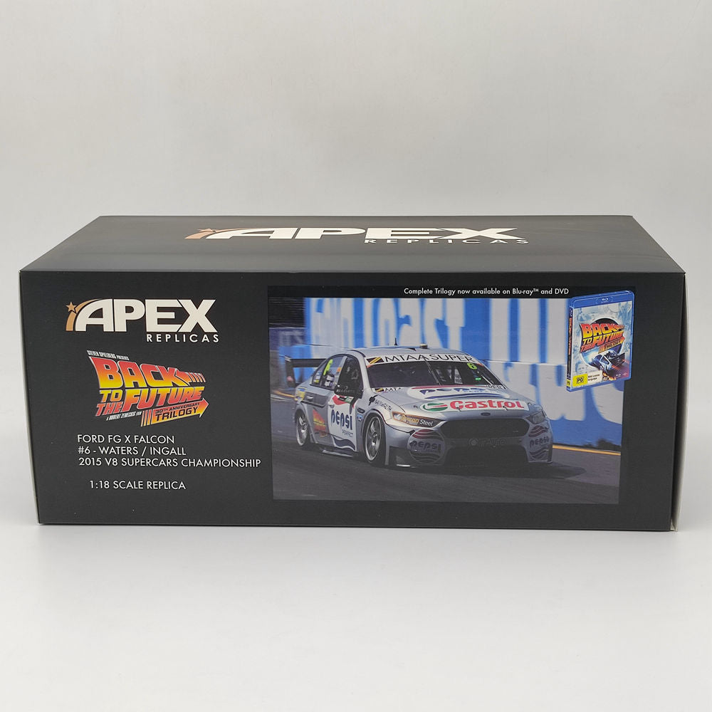 1/18 Scale Apex Ford FG Falcon 2015 V8 Supercars 600 Back to the Future #6 AD81413 Diecast Model Car - Limited Edition Collectible for Display & Racing Enthusiasts