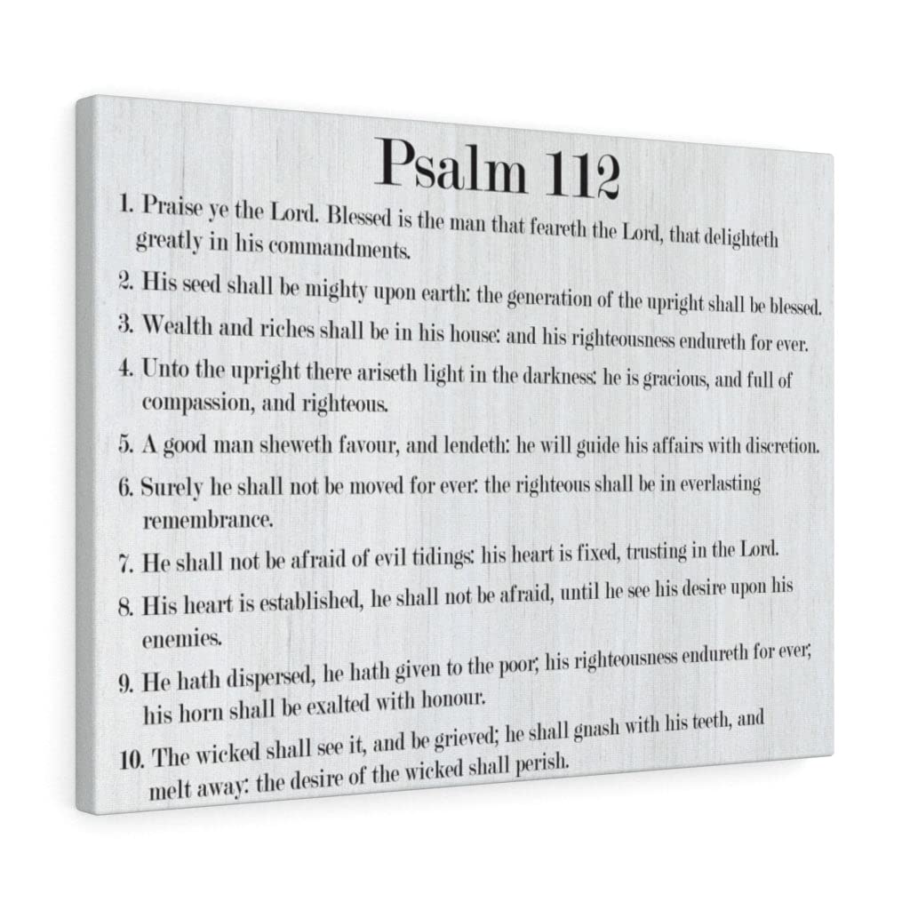 Christian Wall Art Canvas - Bible Verse Psalm 112 for Prosperity & Favor, Inspirational Scripture Home Decor for Living Room, Bedroom & Church