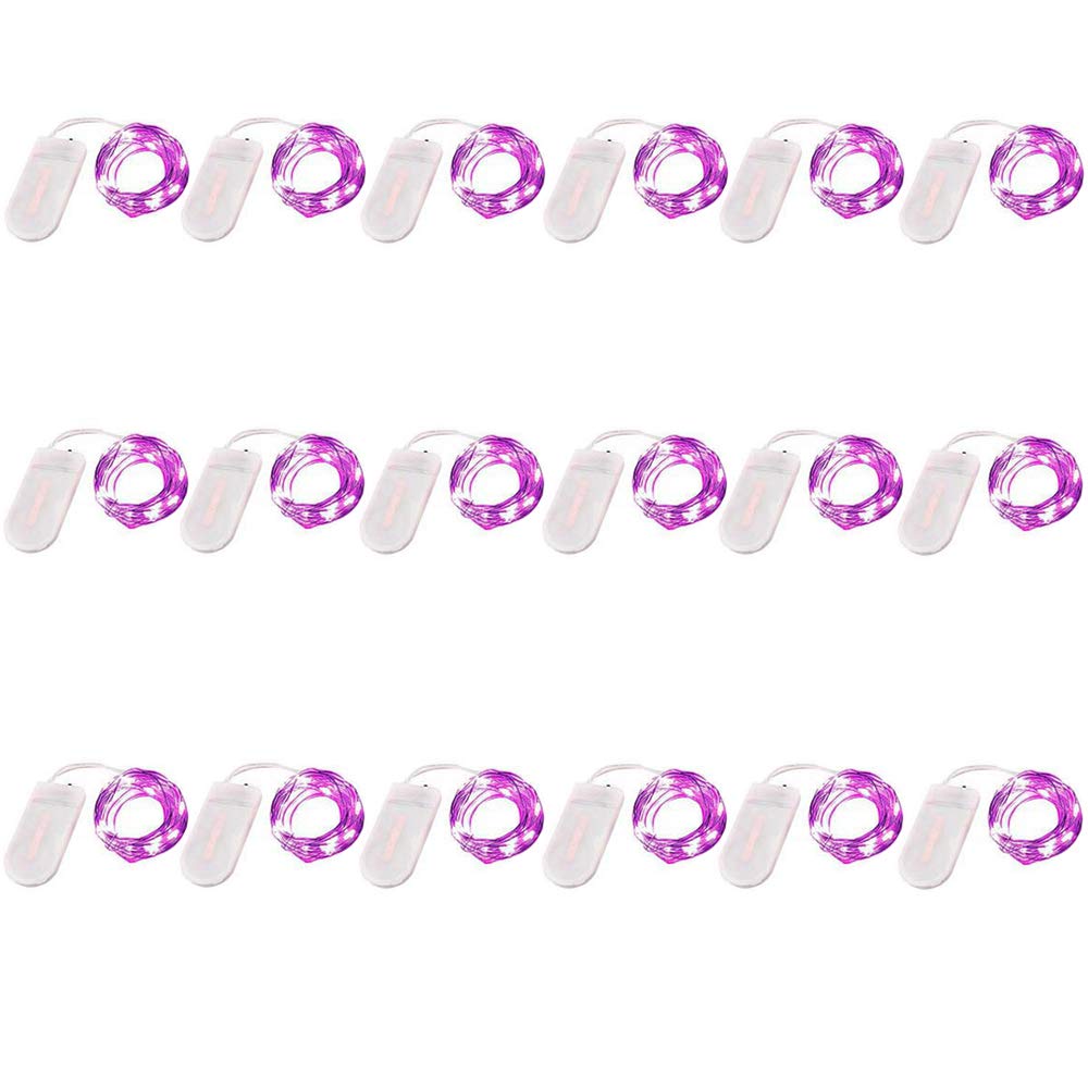 18 Pack Fairy Lights Battery Operated 6.6ft 20 LED Mini String Lights - Silver Wire Starry Lights for DIY, Wedding, Party, Festival, Halloween, Christmas Decorations - Indoor & Outdoor Use (Purple, 18 Pack)