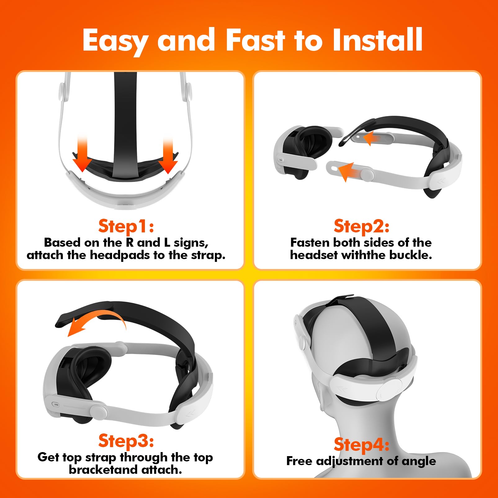Meta Quest 3 & Quest 3S Elite Replacement Head Strap - Comfortable Adjustable VR Headset Accessory for Extended Gaming & Virtual Reality Experiences