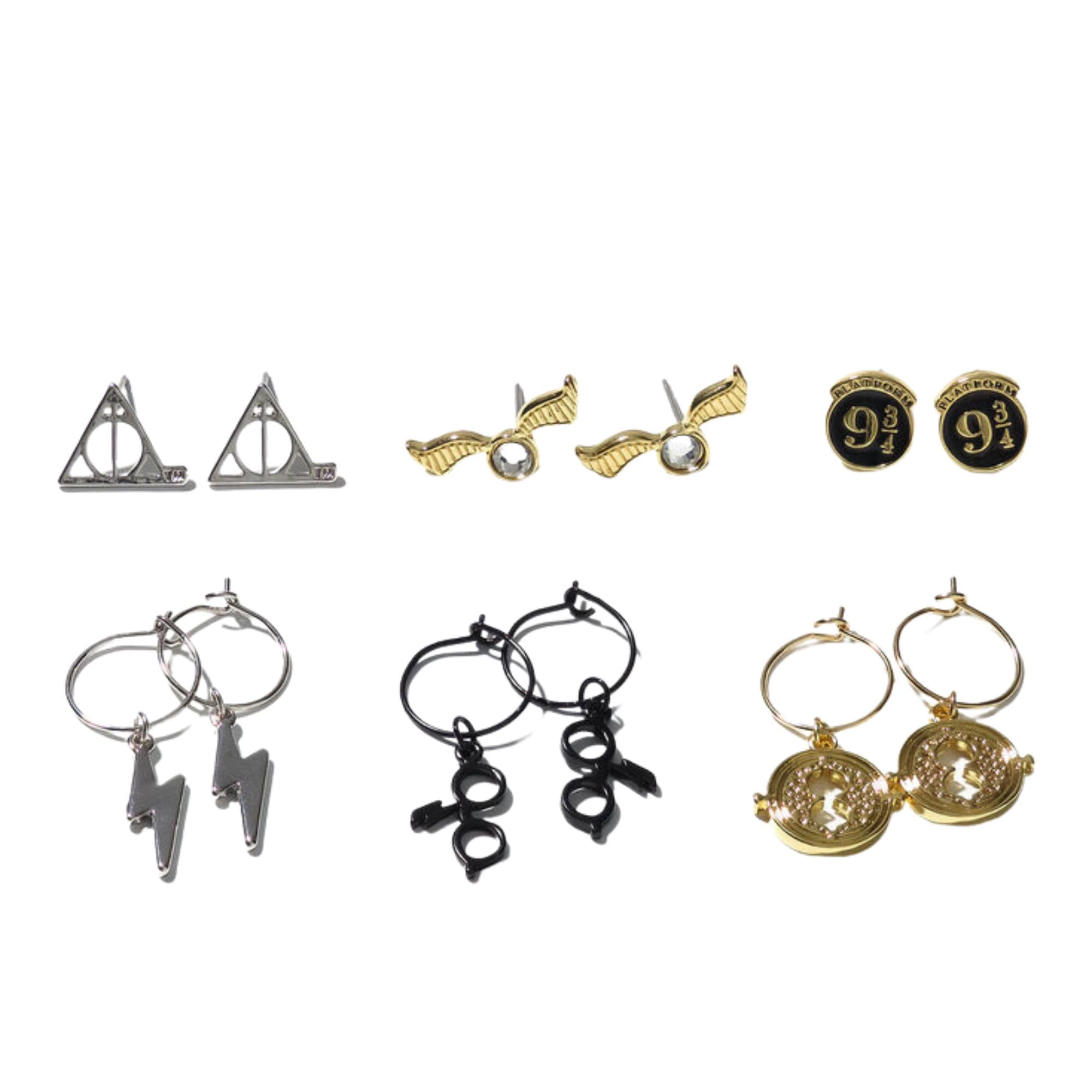 Claire's Harry Potter Earrings Set - Officially Licensed 6-Piece Stud & Hoop Earrings Collection for Girls | Perfect Gift for Christmas, Birthdays & Harry Potter Fans | Great for Cosplay, Themed Parties & Everyday Wear