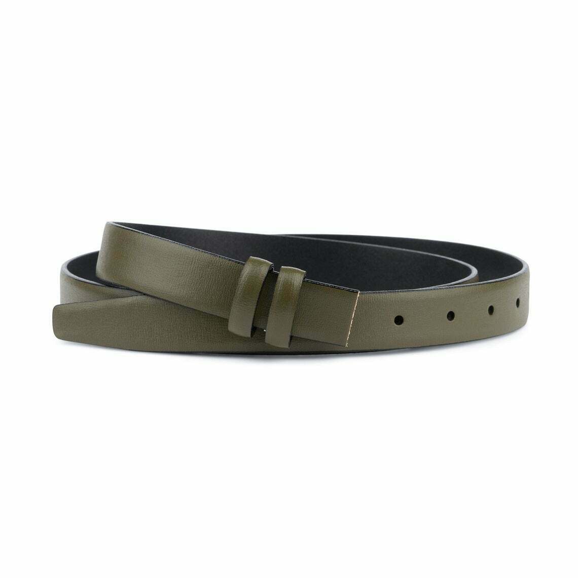 1 Inch Olive Green Belt Strap No Buckle for Dunhill 25 Buckles - Women's Fashion Accessory for Casual, Office & Formal Outfits