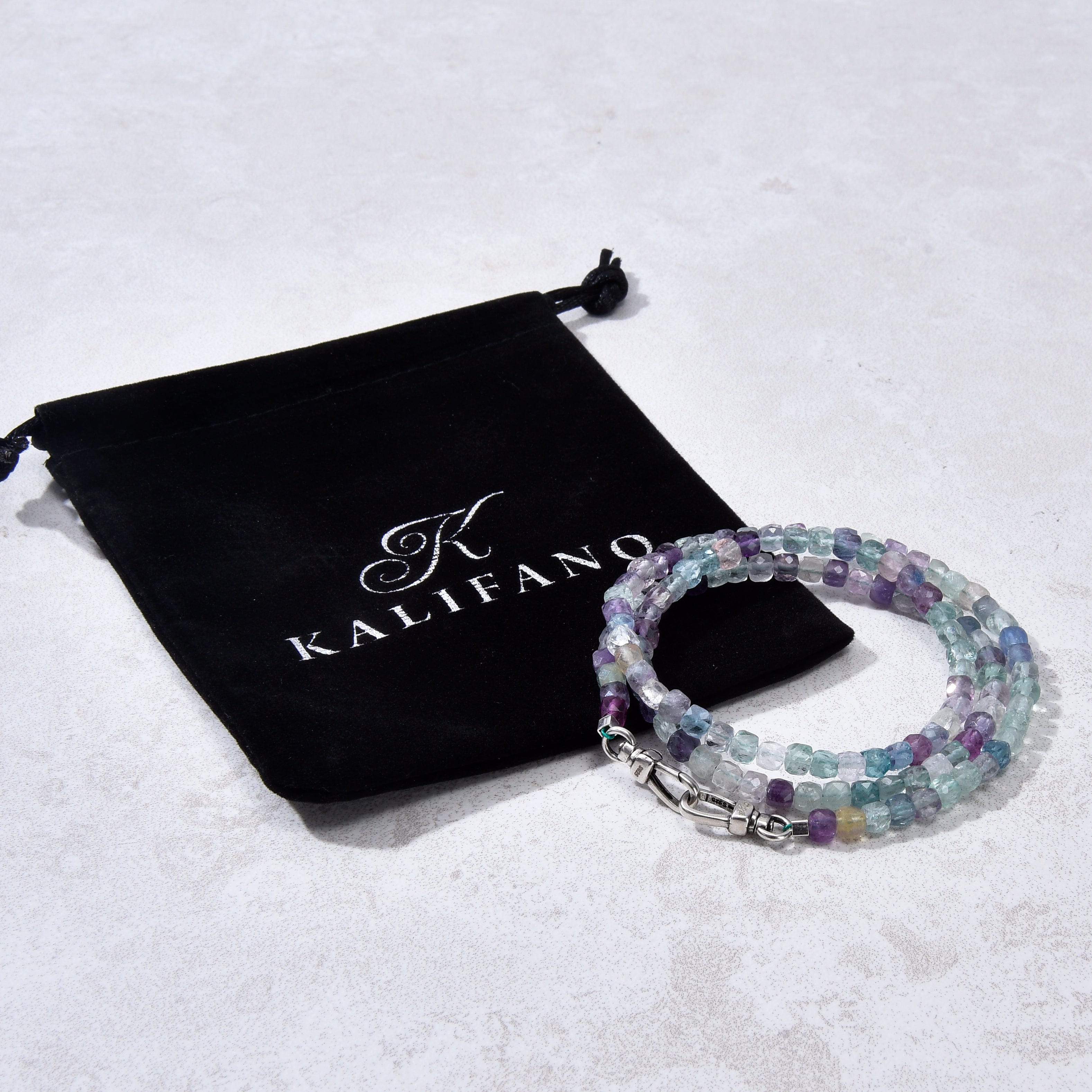 4mm Fluorite Faceted Cube Necklace & Multi-Wrap Bracelet Set - Healing Crystal Jewelry for Meditation, Energy Balancing & Spiritual Gifts