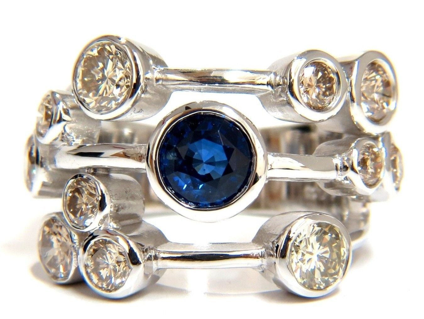 3.20ct Natural Sapphire & Fancy Brown Diamond Ring in 14K Gold - Elegant Station Flush Setting for Engagement, Wedding & Special Occasions