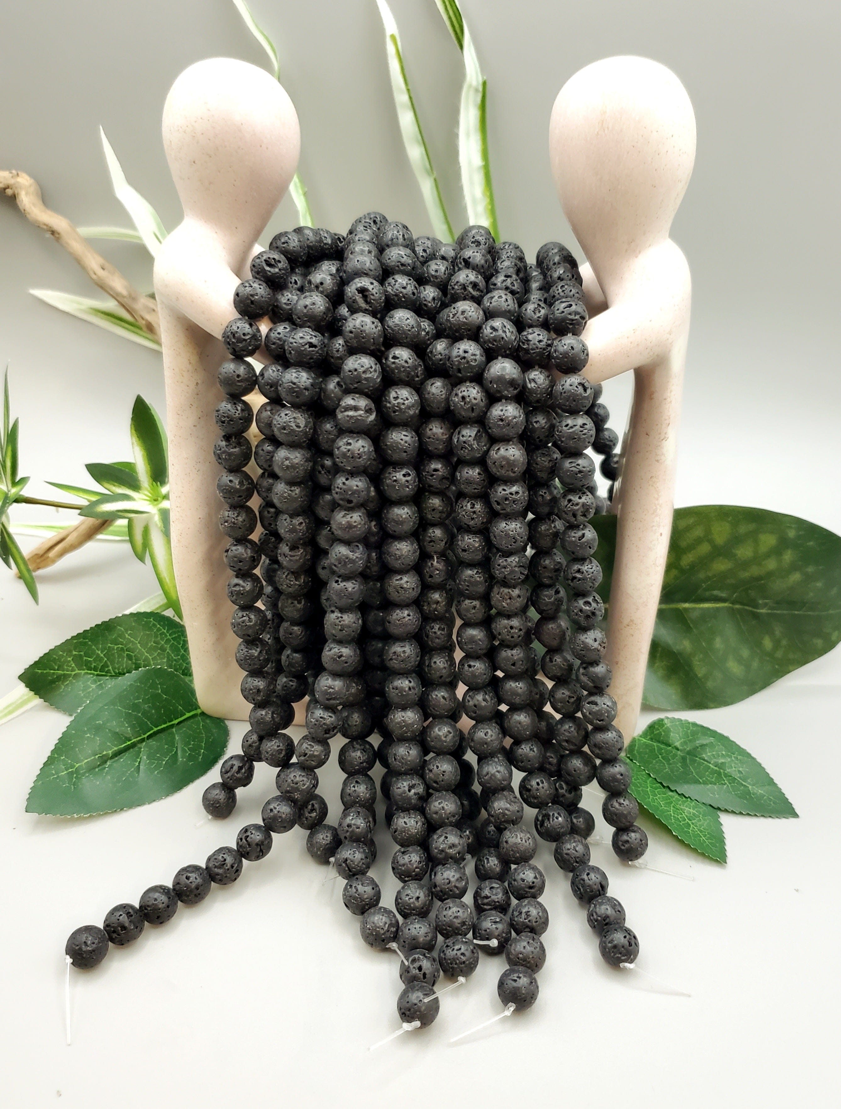 Premium Black Lava Stone Beads Strand - Natural Volcanic Rock Jewelry Making Supplies for Bracelets, Necklaces & DIY Crafts - Perfect for Meditation, Stress Relief & Spiritual Healing