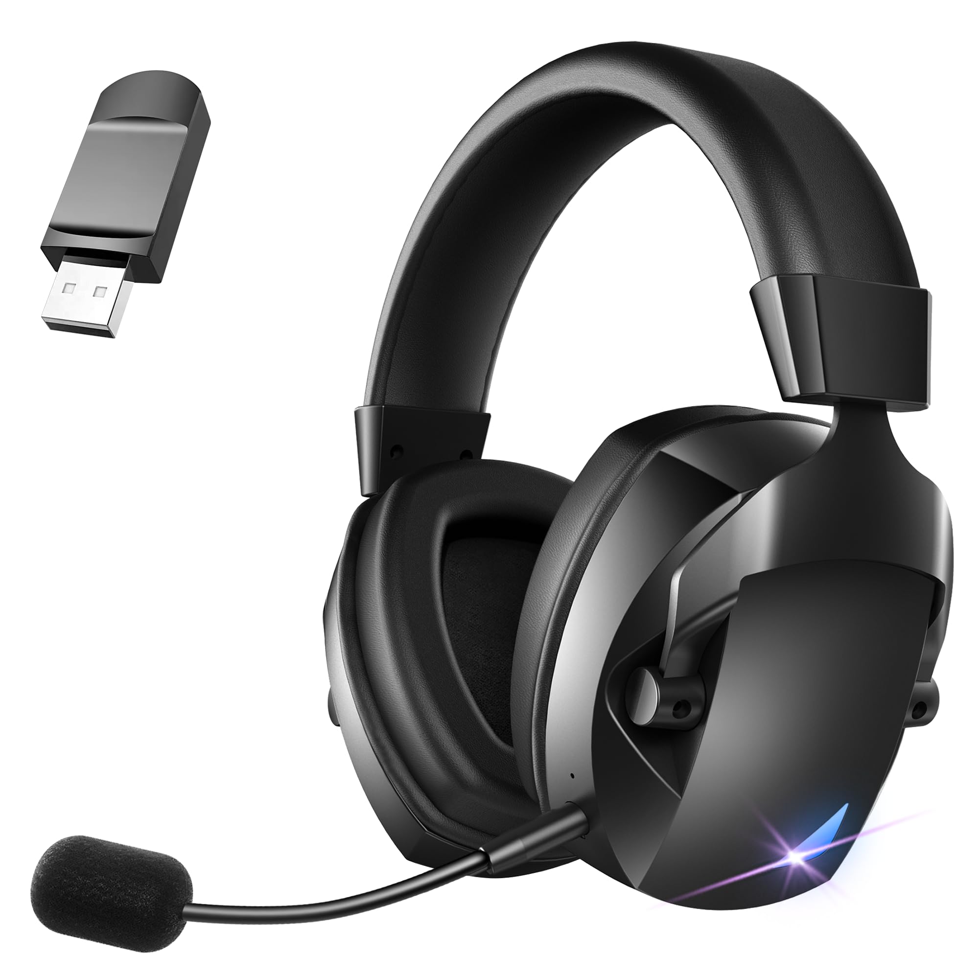 Wireless Gaming Headset for PS5, PS4, PC, Nintendo Switch - Bluetooth 5.3 & 2.4GHz USB Connection, 50H Battery Life, Noise Cancelling Mic, 3.5mm Wired Mode for Xbox Series X/S | Perfect for Online Gaming, Streaming & Late Night Sessions