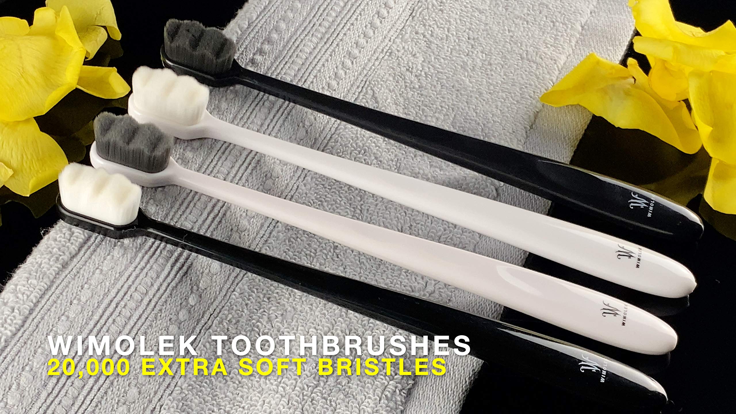 **Extra Soft Toothbrush for Sensitive Gums & Teeth – 20,000 Ultra Soft Bamboo Charcoal Bristles, Gentle Cleaning (2-Pack, Black Wave) – Perfect for Travel & Daily Oral Care**