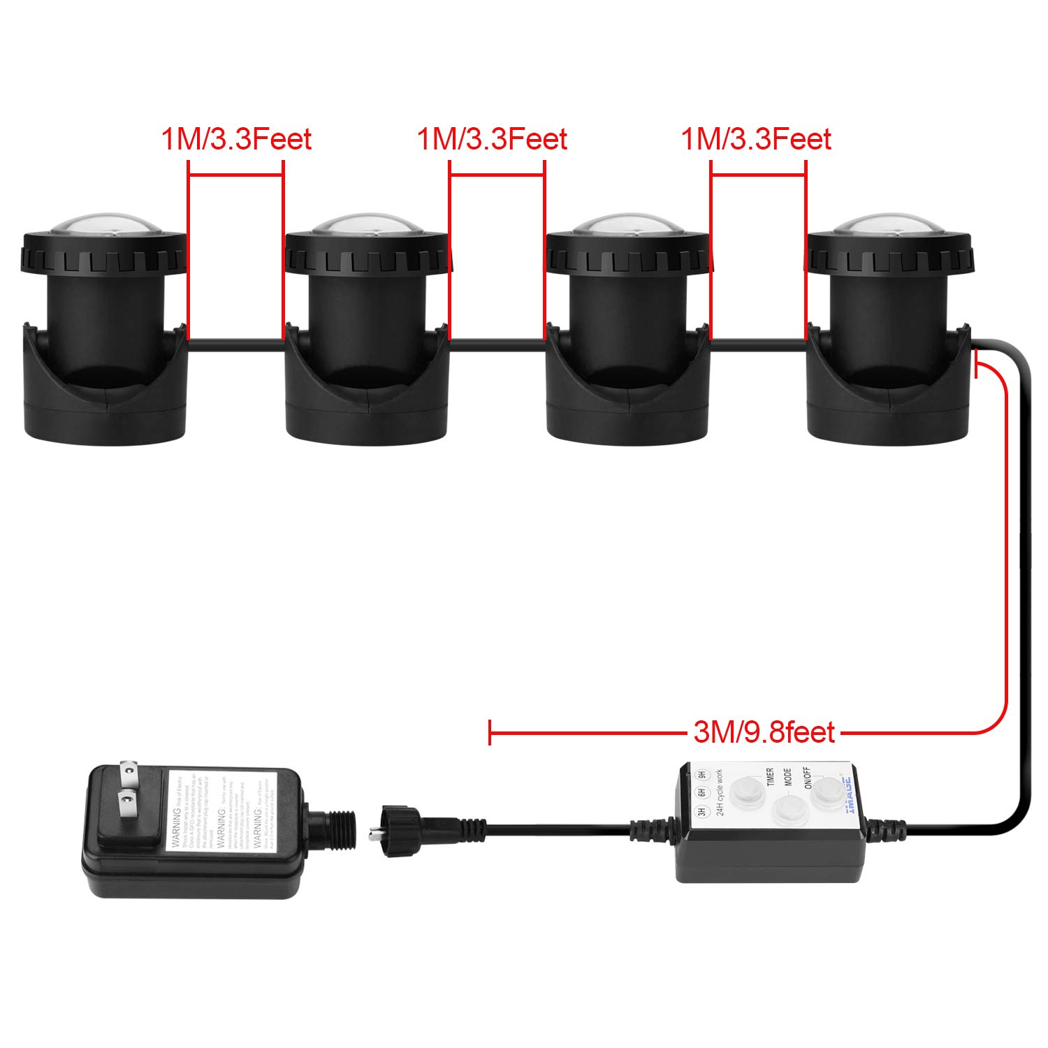 IMAGE Pond Lights - IP68 Waterproof Submersible LED Lights with 48 Multicolor Bulbs & Timer - Perfect for Pools, Fish Tanks, Fountains & Outdoor Water Features | Create Stunning Underwater Lighting Effects