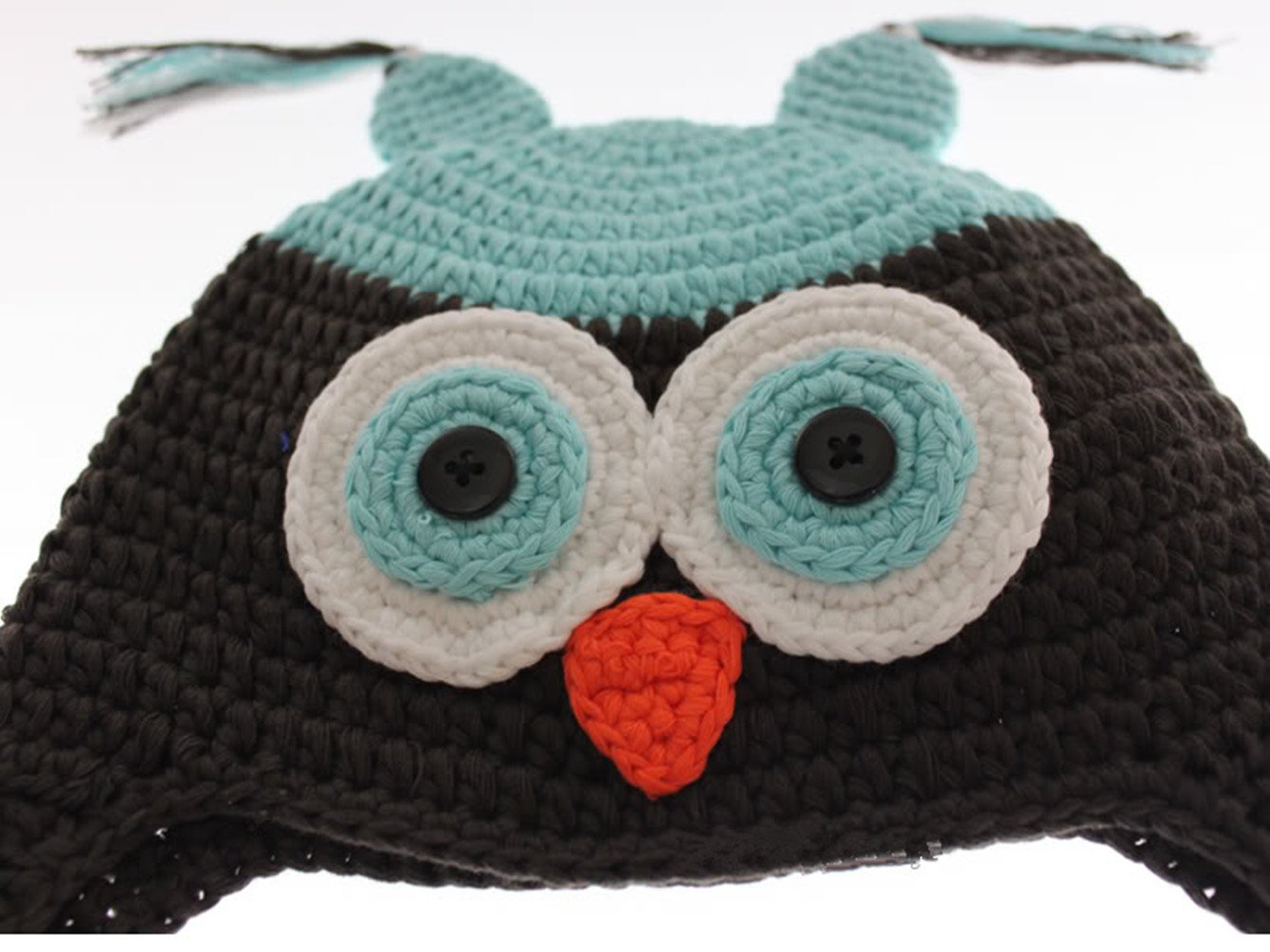 Handmade Crochet Baby Hat for Girls & Boys - Soft Wool Knit Cap in Light Blue & Brown - Perfect for Newborn Photoshoots, Winter Outfits, and Gift Giving