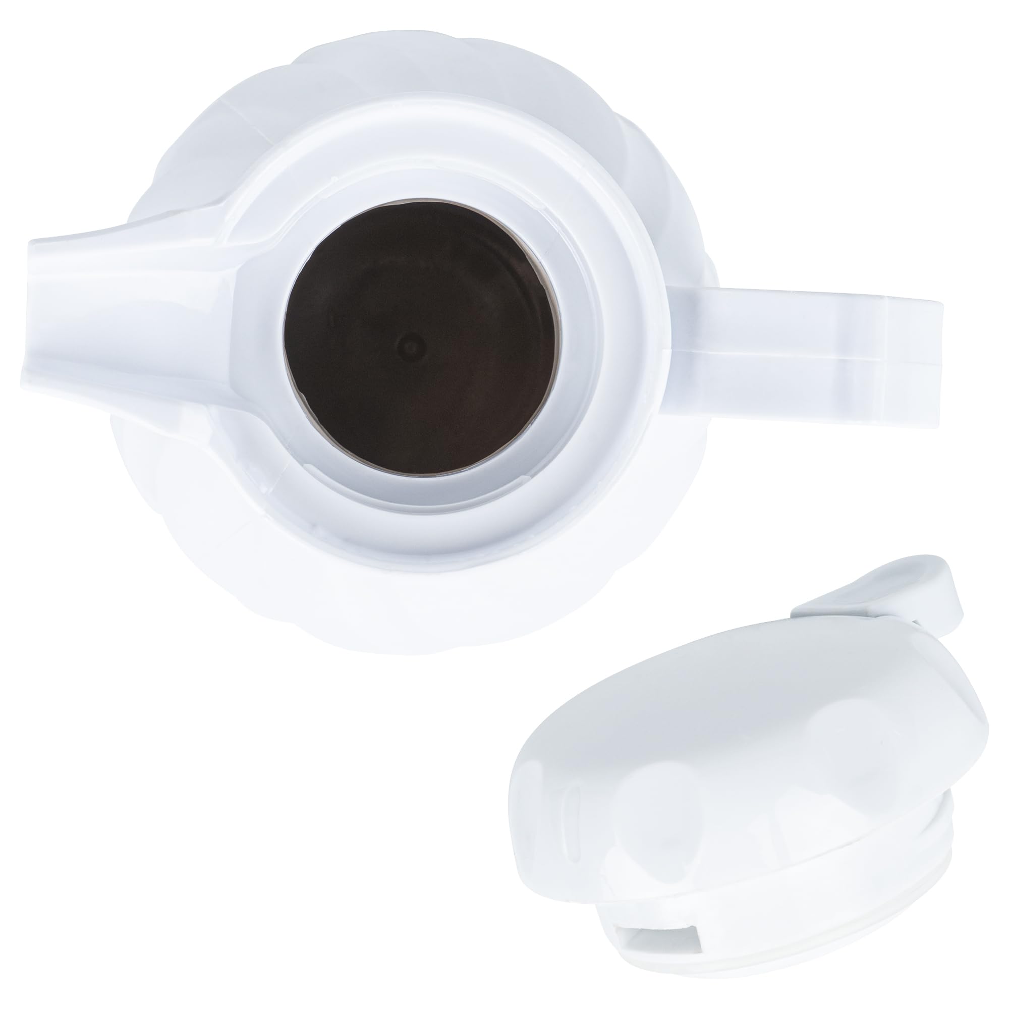 20oz Insulated Coffee Carafes with Push-Button Lid - Set of 10 White Plastic Coffee Servers with Swirl Design & Built-in Handle - Perfect for Restaurants, Cafes & Catering Events