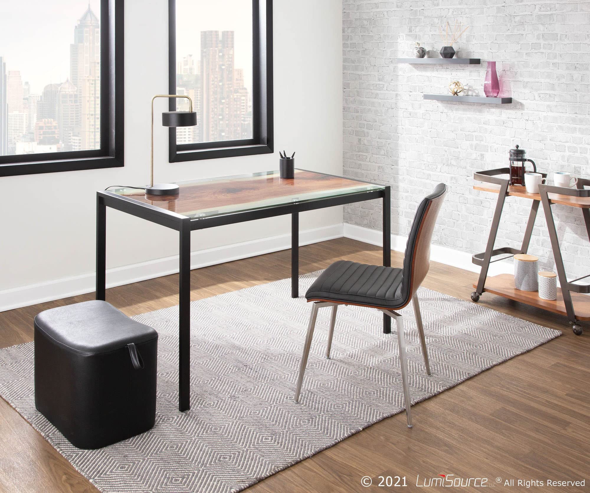 LumiSource Live Edge Dining Table - 6 Person Small Rectangle Kitchen Table for Breakfast Nook & Compact Spaces | Rustic Wooden Dinette Set for Apartments & Cozy Homes