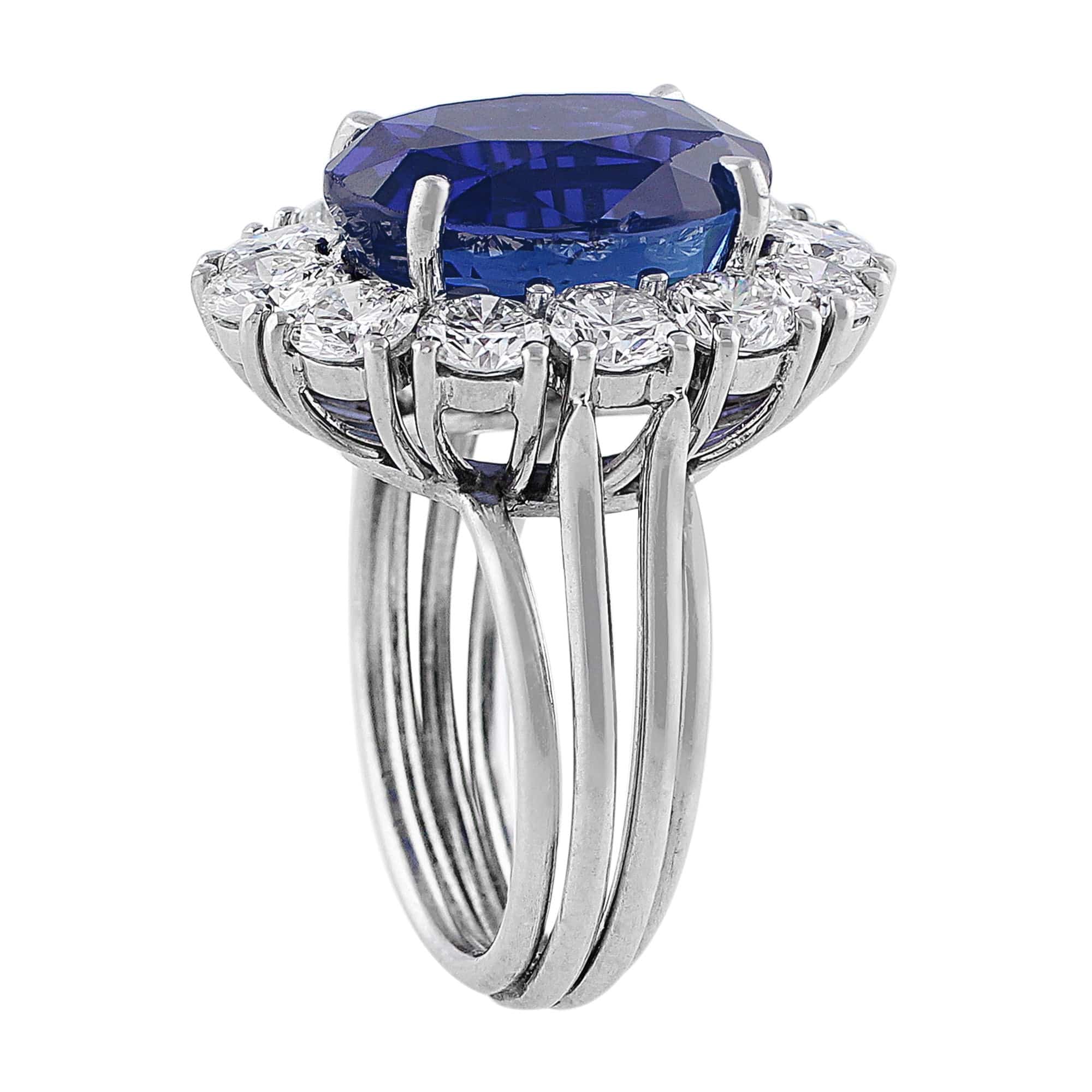18K White Gold 9.52 Carat Burmese Unheated Sapphire Ring - Gubelin Certified, Elegant Engagement & Wedding Jewelry for Women