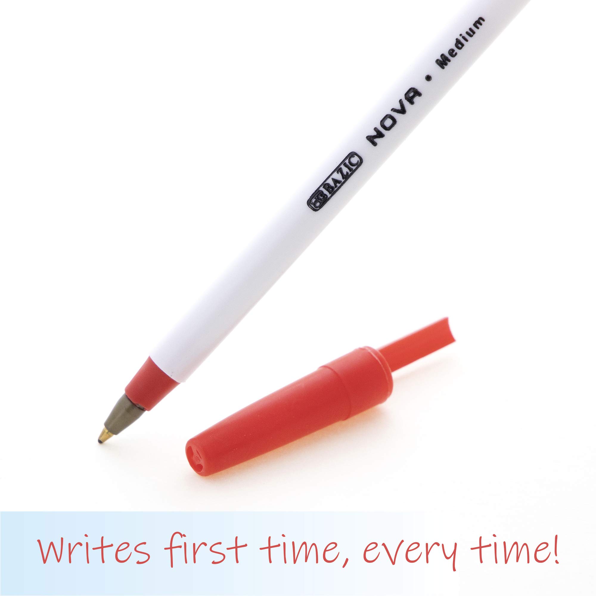 BAZIC Ballpoint Pens Nova Red 1.0mm Bold Point Smooth Writing Pens - 12 Pack (144 Total) for School, Office, Note Taking & Gift Giving