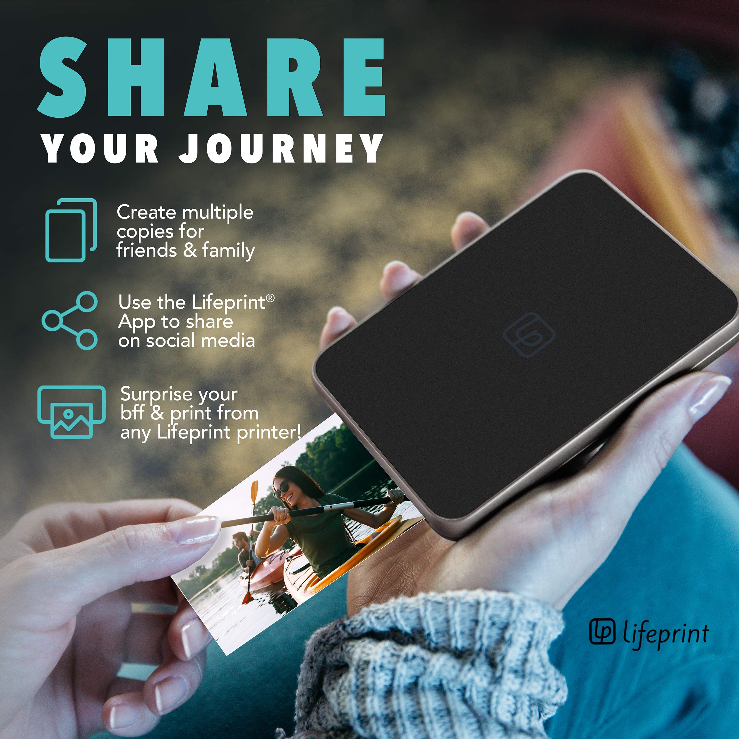 Lifeprint Ultra Slim Bluetooth Photo Printer - Portable Instant Printer for iPhone, Print Photos, Videos & GIFs with Video Embed Technology | Perfect for Travel, Parties & Social Media Sharing (White)