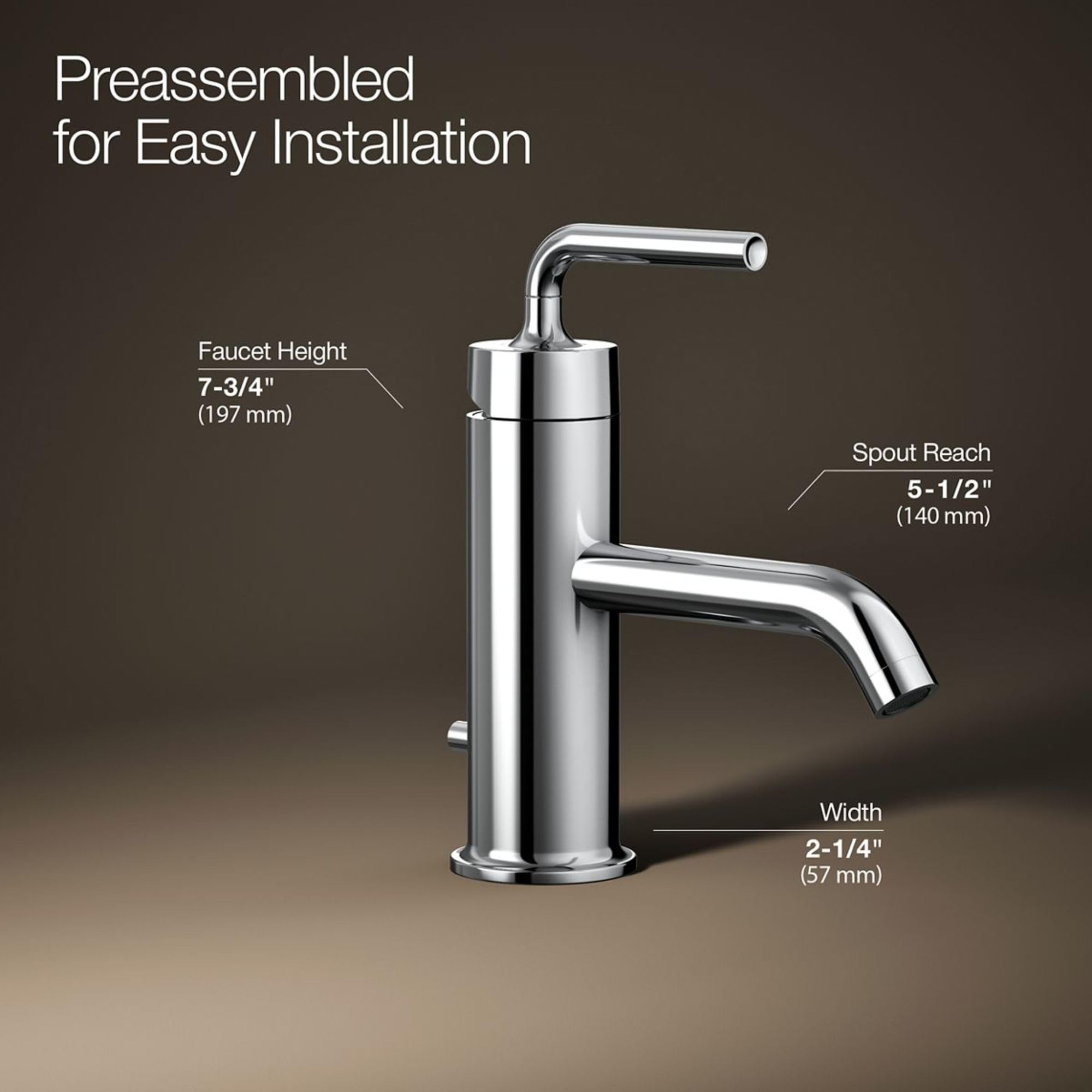 Purist Single-Handle Bathroom Sink Faucet with Straight Lever Handle - 1.2 GPM Water-Saving Design in Polished Chrome Finish | Perfect for Modern Bathrooms, Powder Rooms & Guest Baths