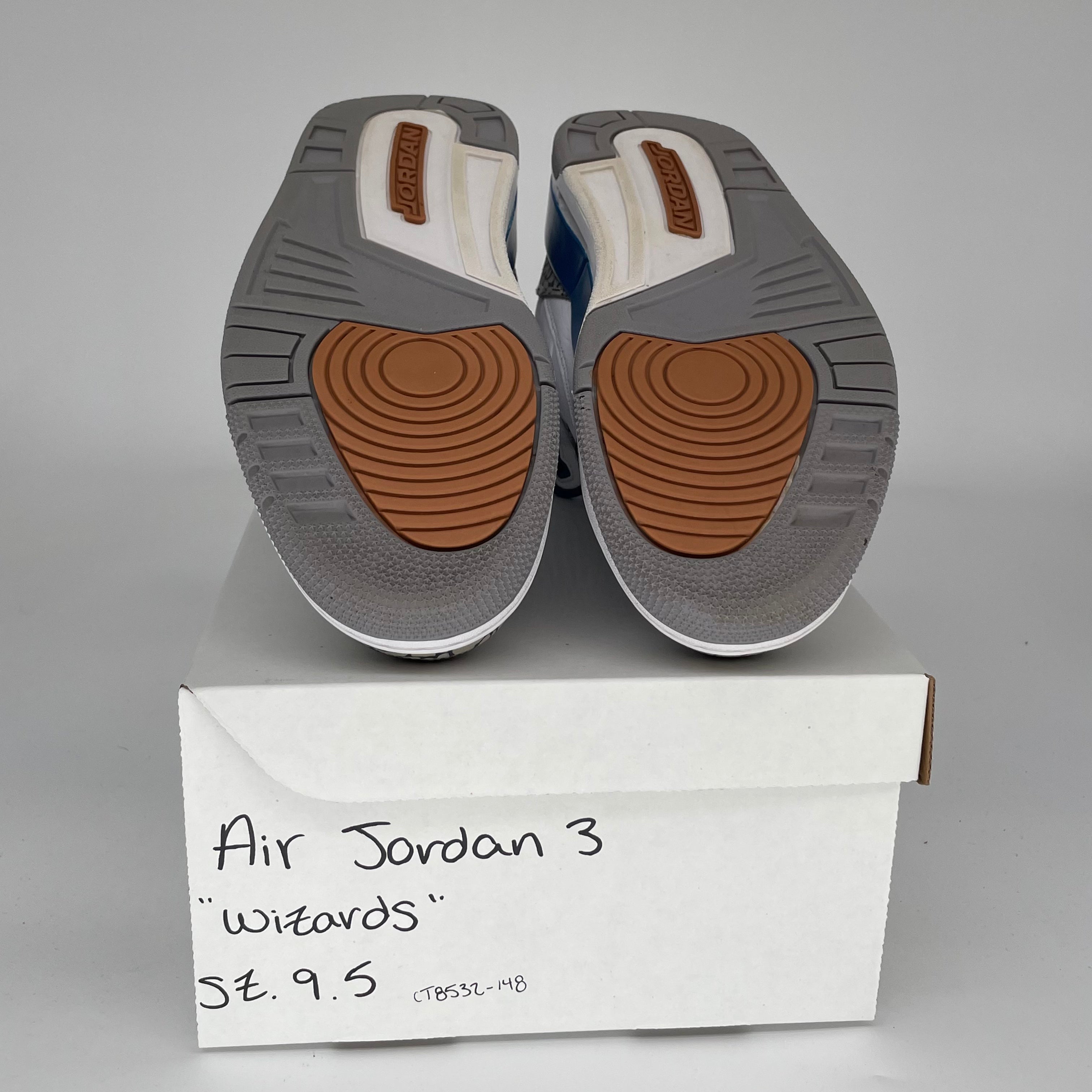 Original Air Jordan 3 Retro 'Wizards' Basketball Shoes - Men's Size 9.5 (CT8532-148) - Perfect for Streetwear & Sneaker Collectors