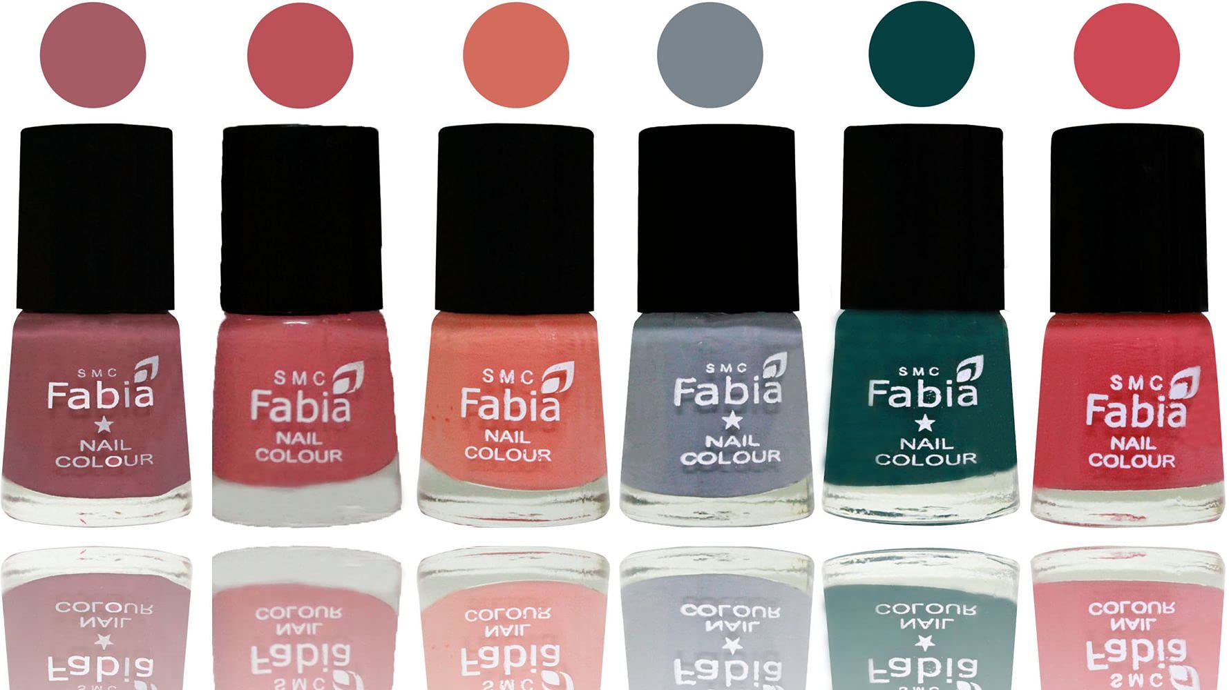 SMC Fabia Shine Bright Glossy Nail Polish Combo Set - 6 Vibrant Colors (02798) | Long-Lasting & Chip-Resistant Nail Paint for Manicures, Pedicures & Nail Art | Perfect for Parties, Weddings & Everyday Wear