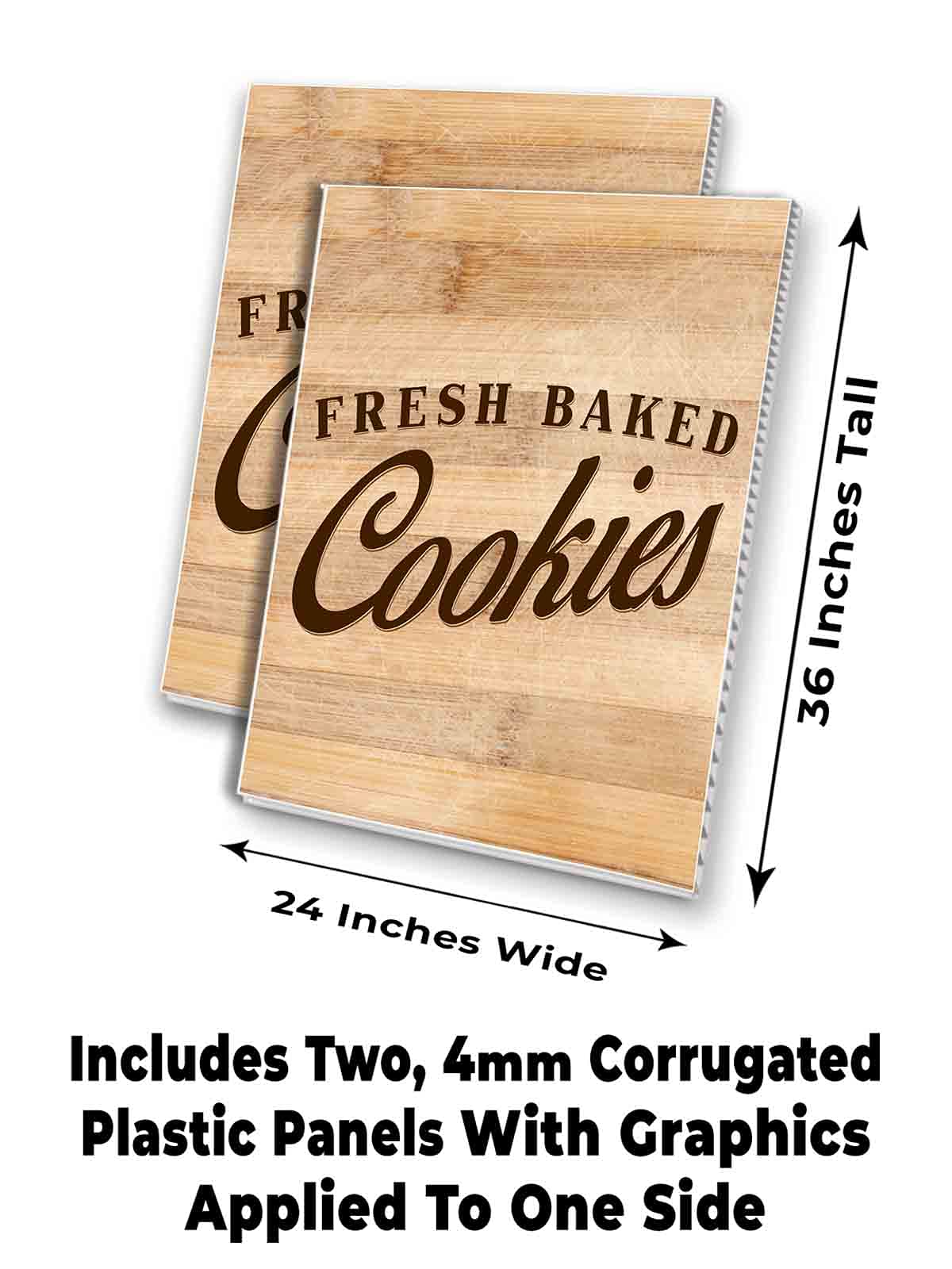 4mm Corrugated Plastic Panel - Fresh Baked Cookies Design (24x36 Inches) - Double-Sided Graphics - Pack of 2 - Perfect for Outdoor Signs, Trade Shows, and Retail Displays