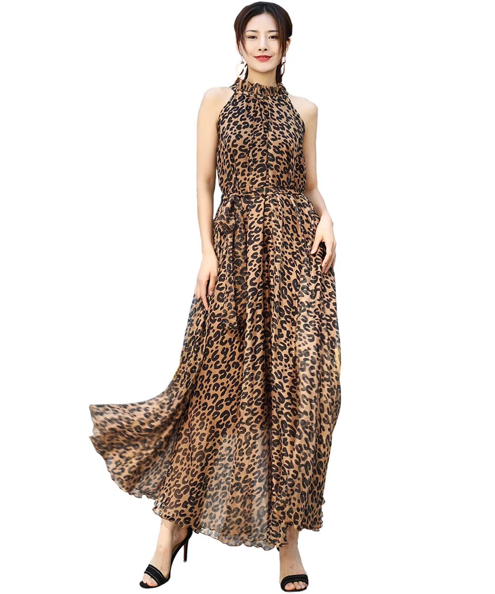 MedeShe Women's Floral Chiffon Maxi Dress - Elegant Beach Wedding Bridesmaid Sundress for Summer Vacation & Holiday Party