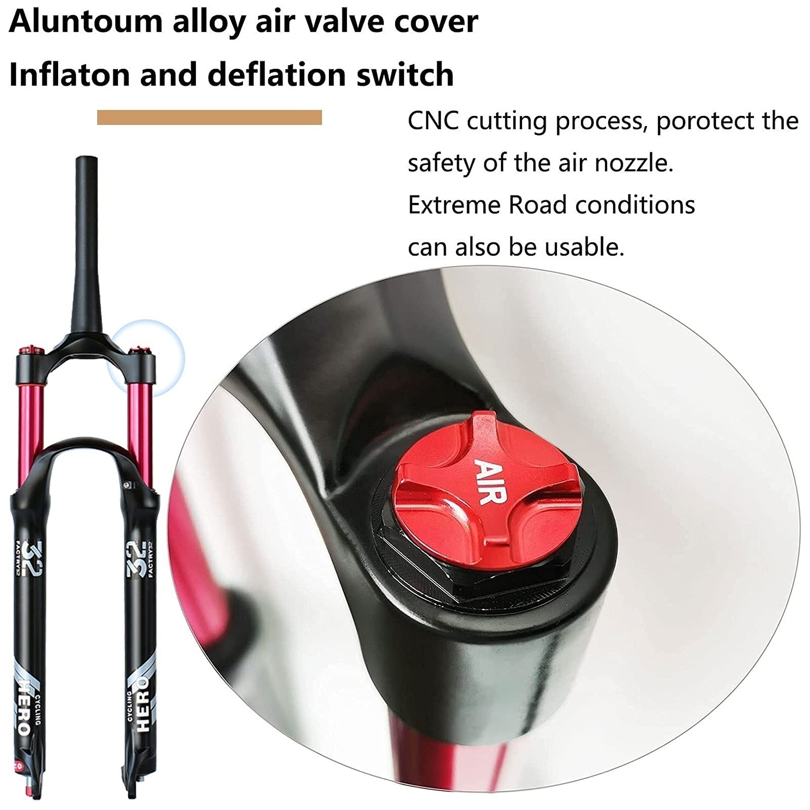 Air Mountain Bike Front Suspension Fork - 26/27.5/29 Inch, 140mm Travel, 9mm QR, Rebound Adjustable, 1-1/8