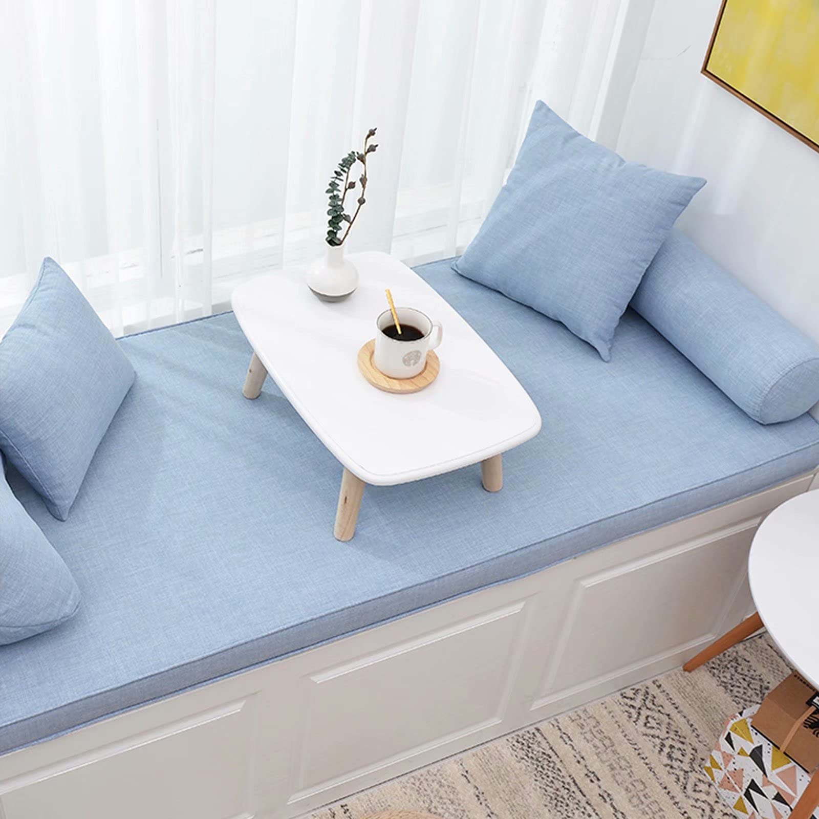 Custom Indoor Bay Window Bench Cushions 3 Inch Thick - Trapezoid Seat Cushions for Living Room, Bedroom, Patio - Sky Blue 3