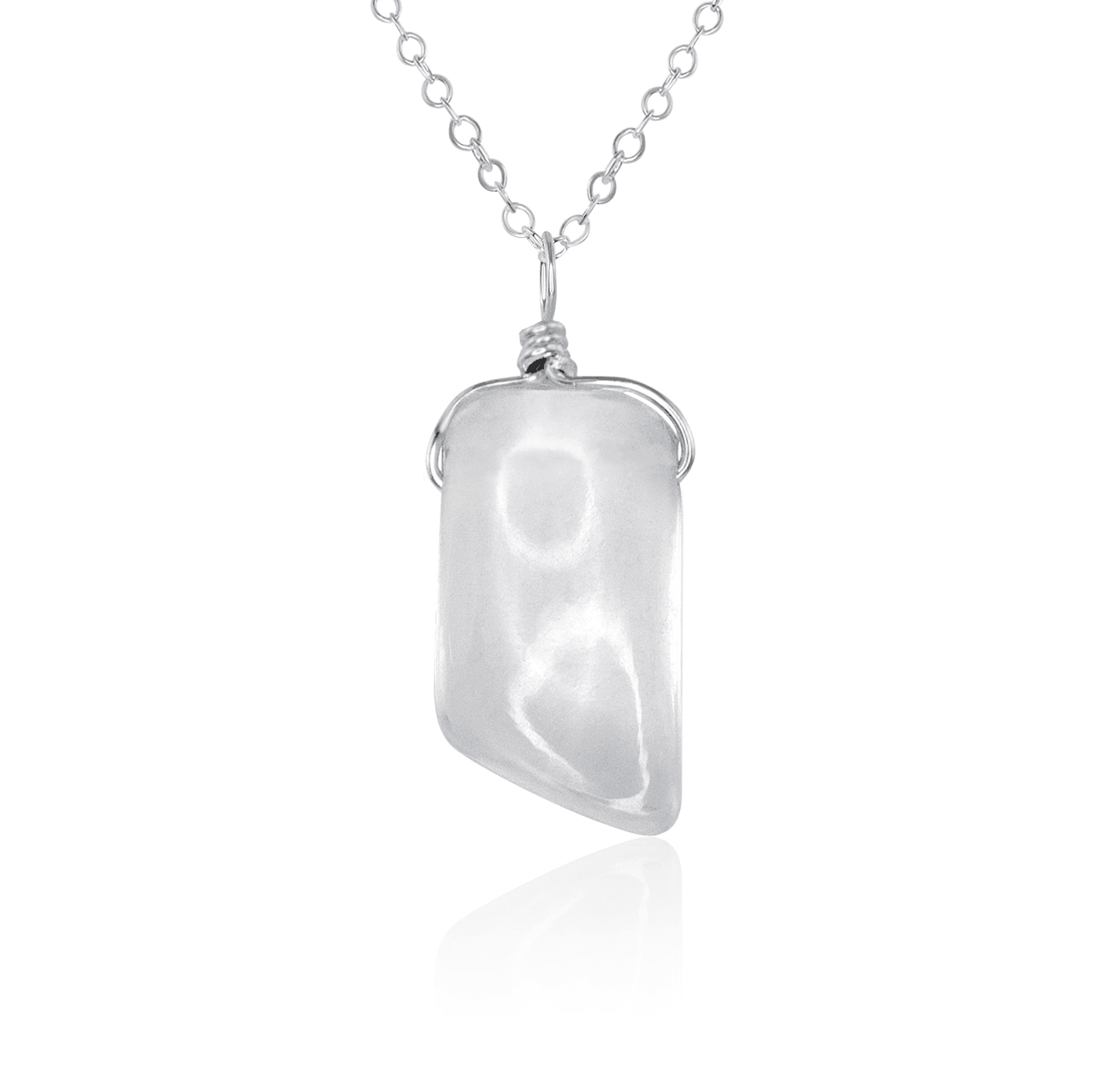 Small Smooth Crystal Quartz Pendant Necklace - Elegant Healing Stone Jewelry for Women, Perfect for Meditation, Yoga & Spiritual Gifts