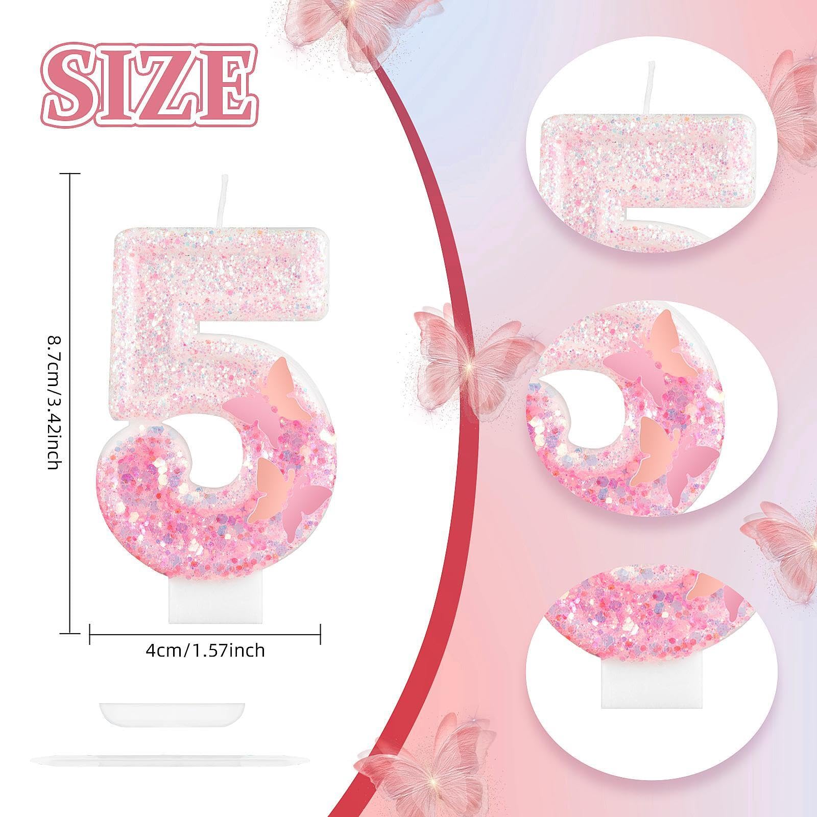 Pink Butterfly Number 1 Birthday Candle - First Birthday Cake Topper for Girls, Wedding & Anniversary Party Decorations - Perfect for 1st Birthday Celebrations, Baby Showers, and Special Occasions
