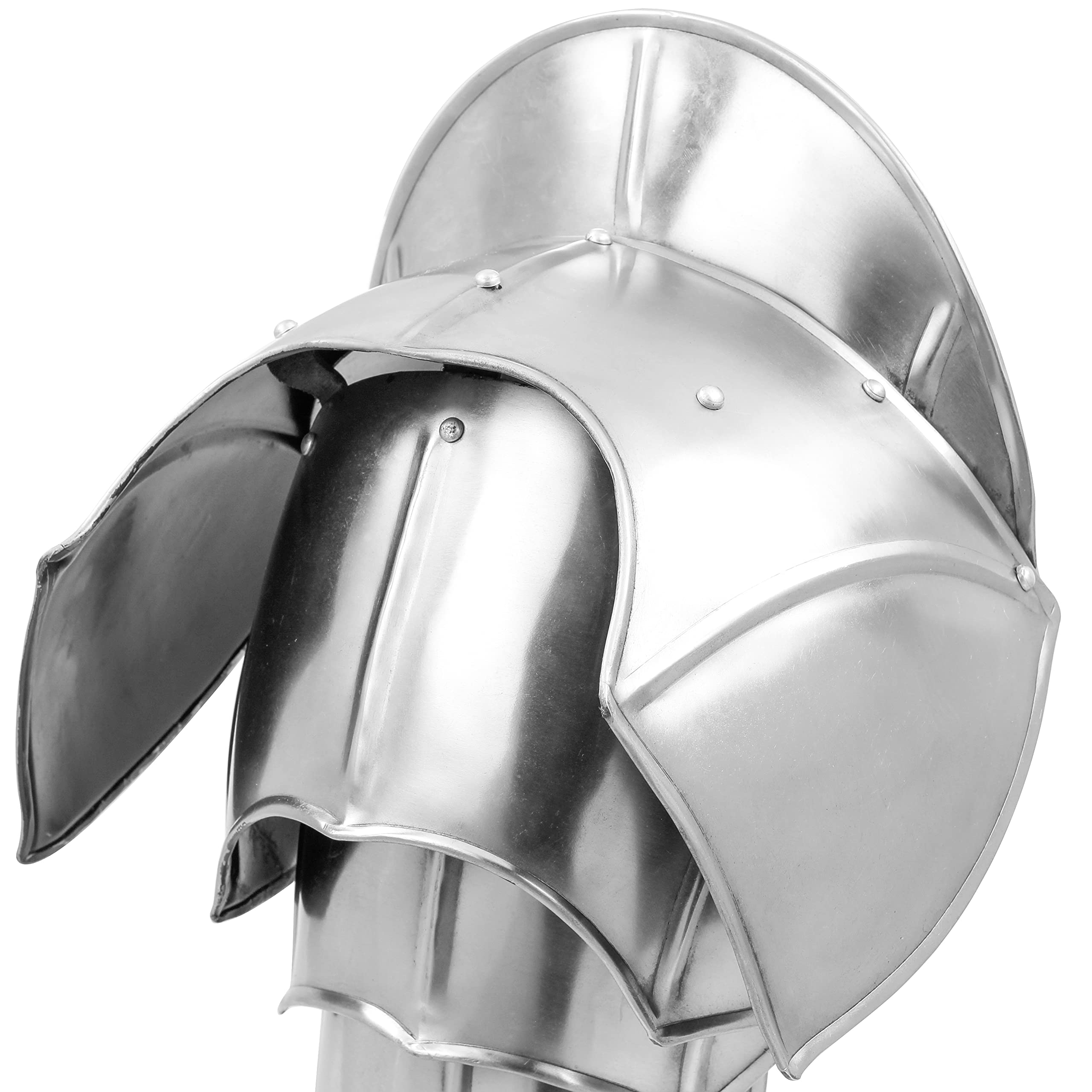 Nagina International Medieval Steel Shoulder Pauldron Armor Set (20 Gauge) - Silver - Unisex Adults - Historical Reenactment & Cosplay - LARP Costume Accessory - Renaissance Fair & Theater Prop
