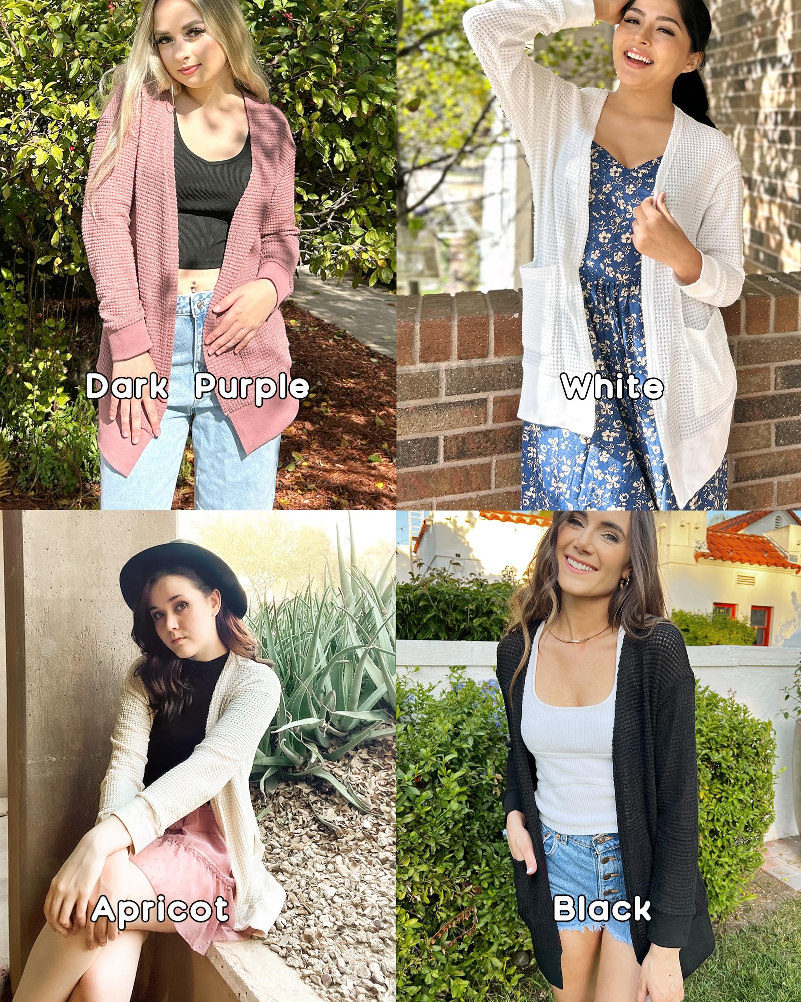 STYLEWORD Women's Lightweight Open Front Cardigan Sweater - Long Casual Kimono Cover Up with Pockets for Beach, Vacation & Everyday Wear