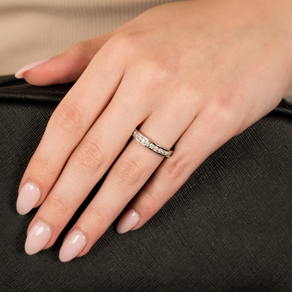 1/2 Carat Diamond Eternity Ring in 10K White Gold - Perfect for Anniversaries, Engagements & Special Occasions