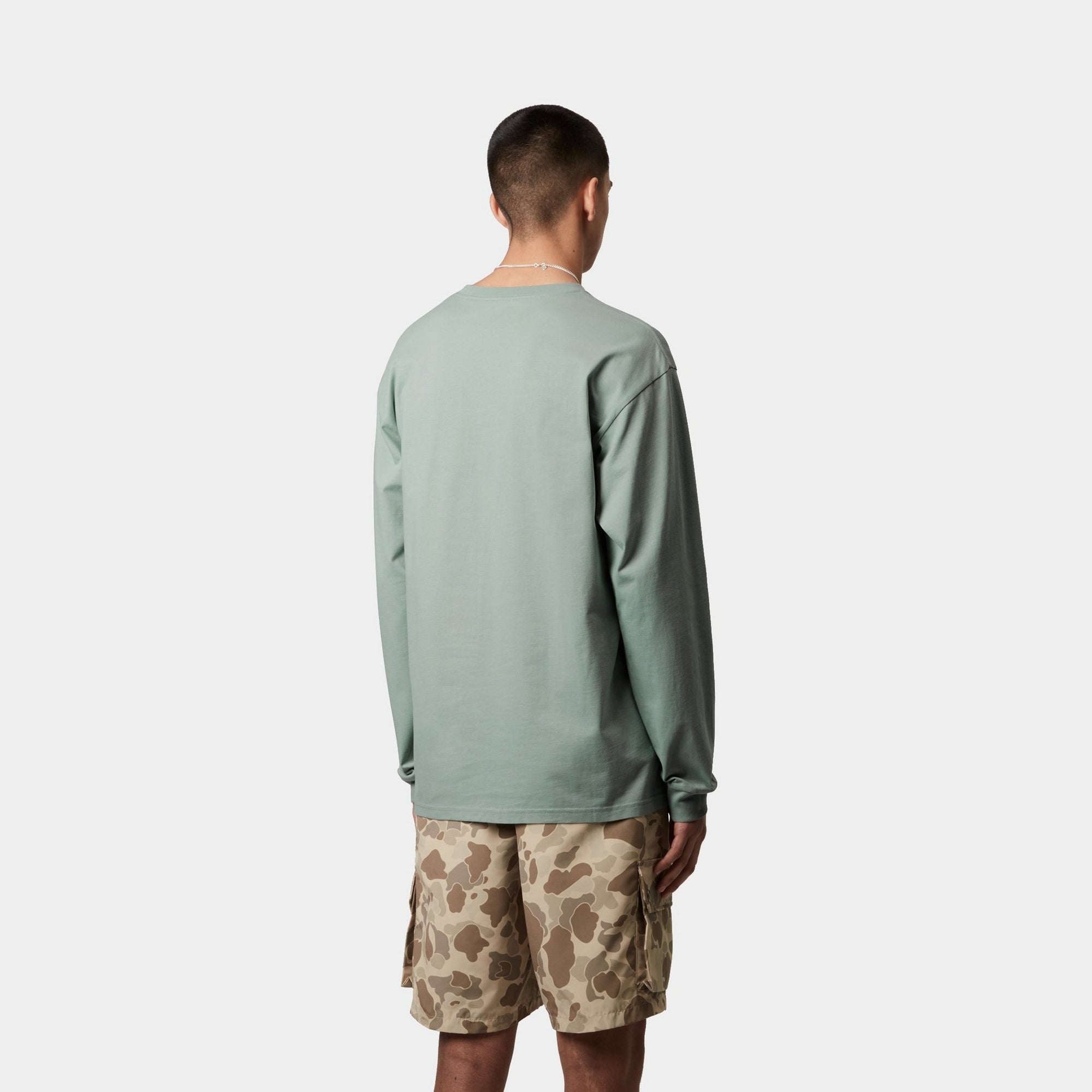 Chase Long Sleeve T-Shirt for Men - Soft Cotton Frosted Green Shirt - Casual Wear, Work, and Outdoor Activities