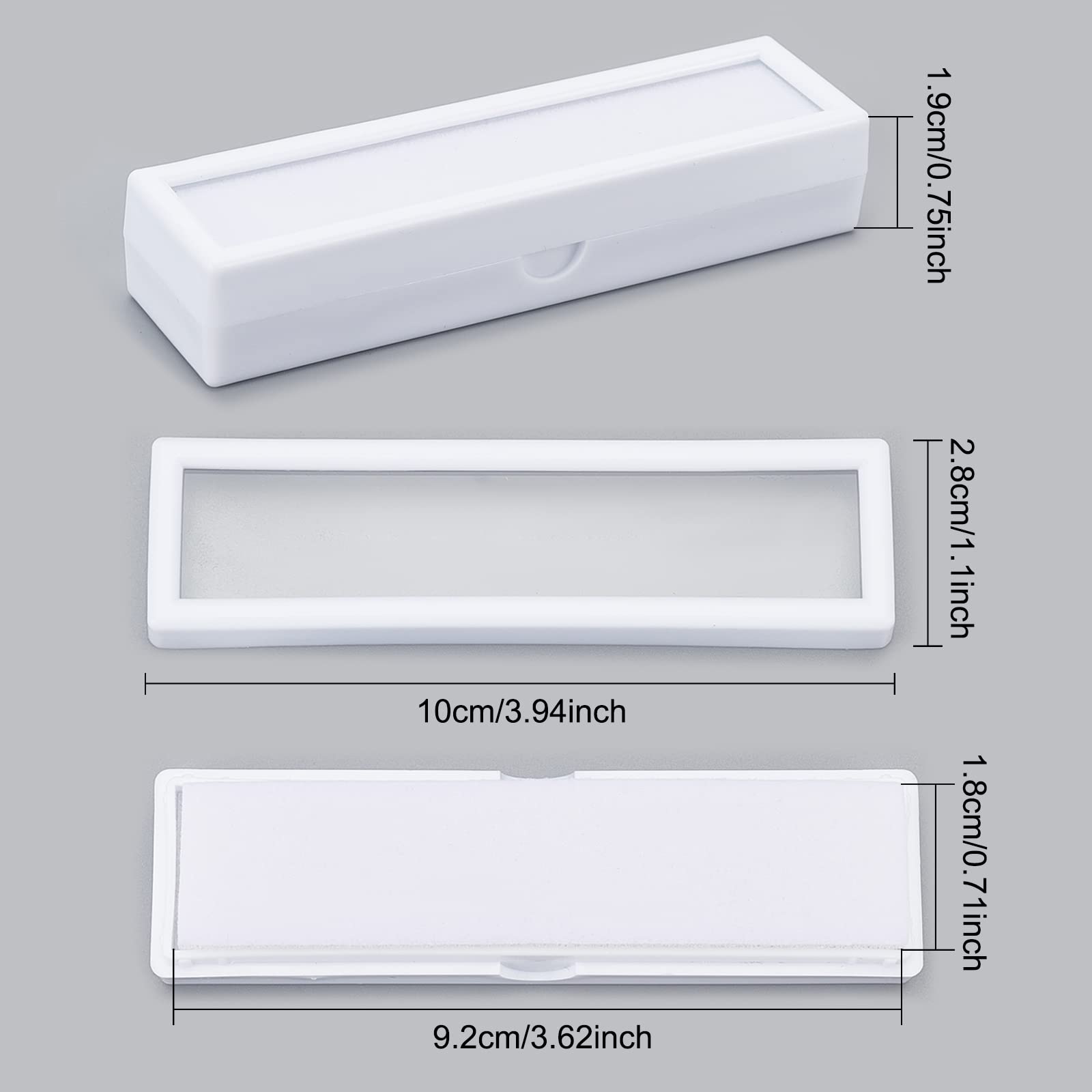 BENECREAT 6-Piece White Jewelry Display Box Set with Sponge Cushion & Clear Lid - 4