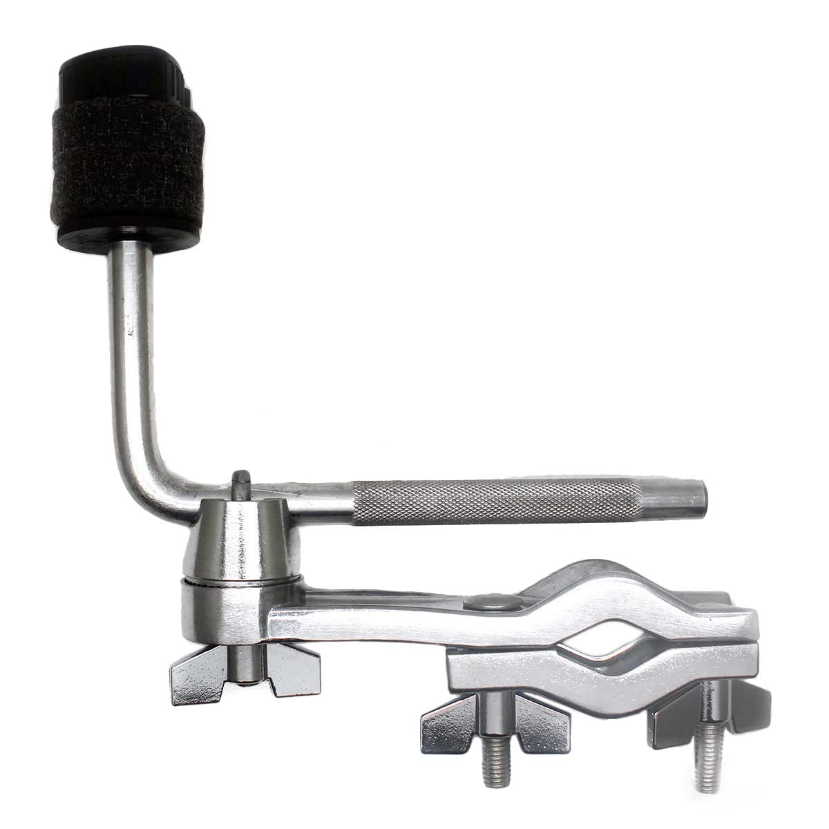 Premium Cymbal L-Arm Rod with Bracket Holder & Extension Arm - Silver Drum Set Accessory | Heavy-Duty Boom Arm with Secure Mounting Clamp | Perfect for Drum Kits, Live Performances & Studio Recording