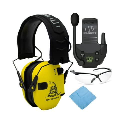 Walker's Razor Slim Electronic Shooting Earmuffs - Noise Reduction Hearing Protection for Shooting Range & Hunting (Take America Back Series) with Walkie Talkie & Safety Glasses - Ideal for Tactical Training, Outdoor Sports & Gun Range Use