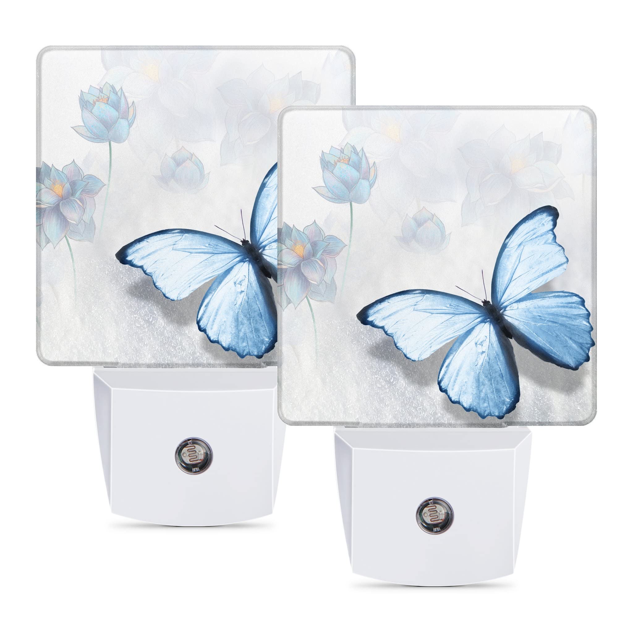 Smart LED Night Light Plug in 2 Pack - Auto Dusk to Dawn Sensor, Compact Wall Nightlight for Kids & Adults - Perfect for Bedroom, Nursery, Bathroom, Stairs, Hallway (Butterfly Design) - Create a Cozy & Safe Ambiance for Nighttime Navigation