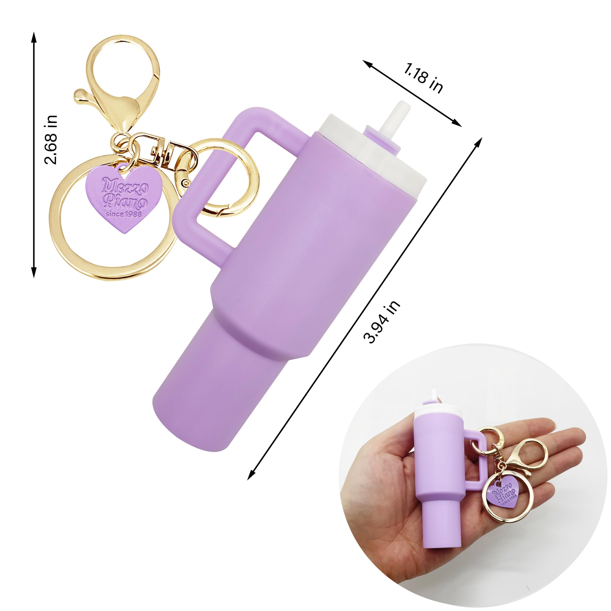 Mini Tumbler Keychain for Stanley Cup Accessories - Cute Mini Cup Heart Charm for School Bag, Backpack, Purse - Perfect Gift for Women & Girls (Great for Keychains, Backpacks, Gifts)
