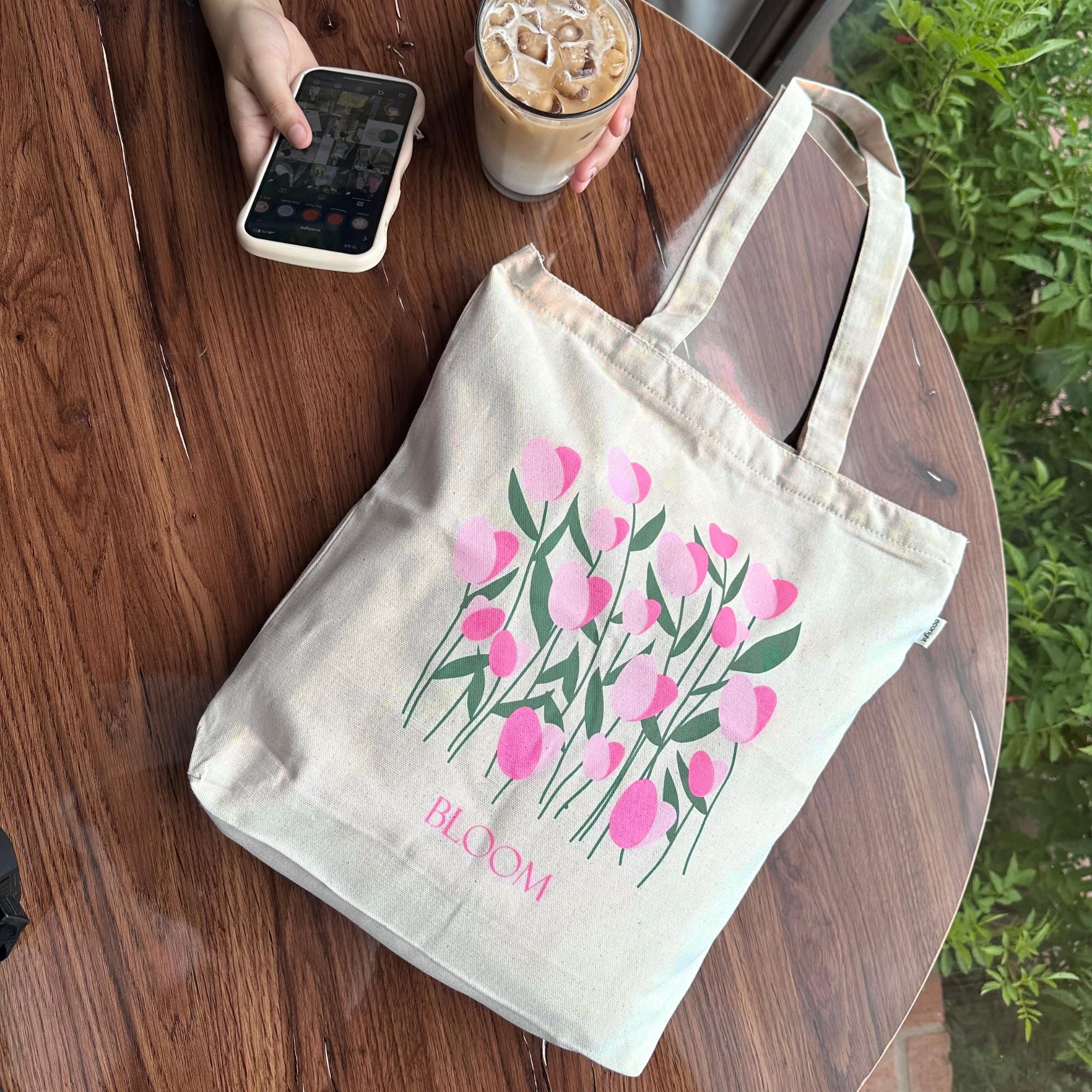 Ecoright 100% Organic Cotton Canvas Tote Bags for Women with Zipper - Stylish College Backpack for Girls, Reusable Shopping Bag, Perfect for Travel, Beach & Daily Use