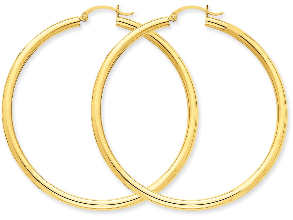 10k Yellow Gold Hoop Earrings for Women - 3mm Round Polished 10kt Solid Gold Small Hoops - Perfect for Everyday Wear, Gifts & Special Occasions