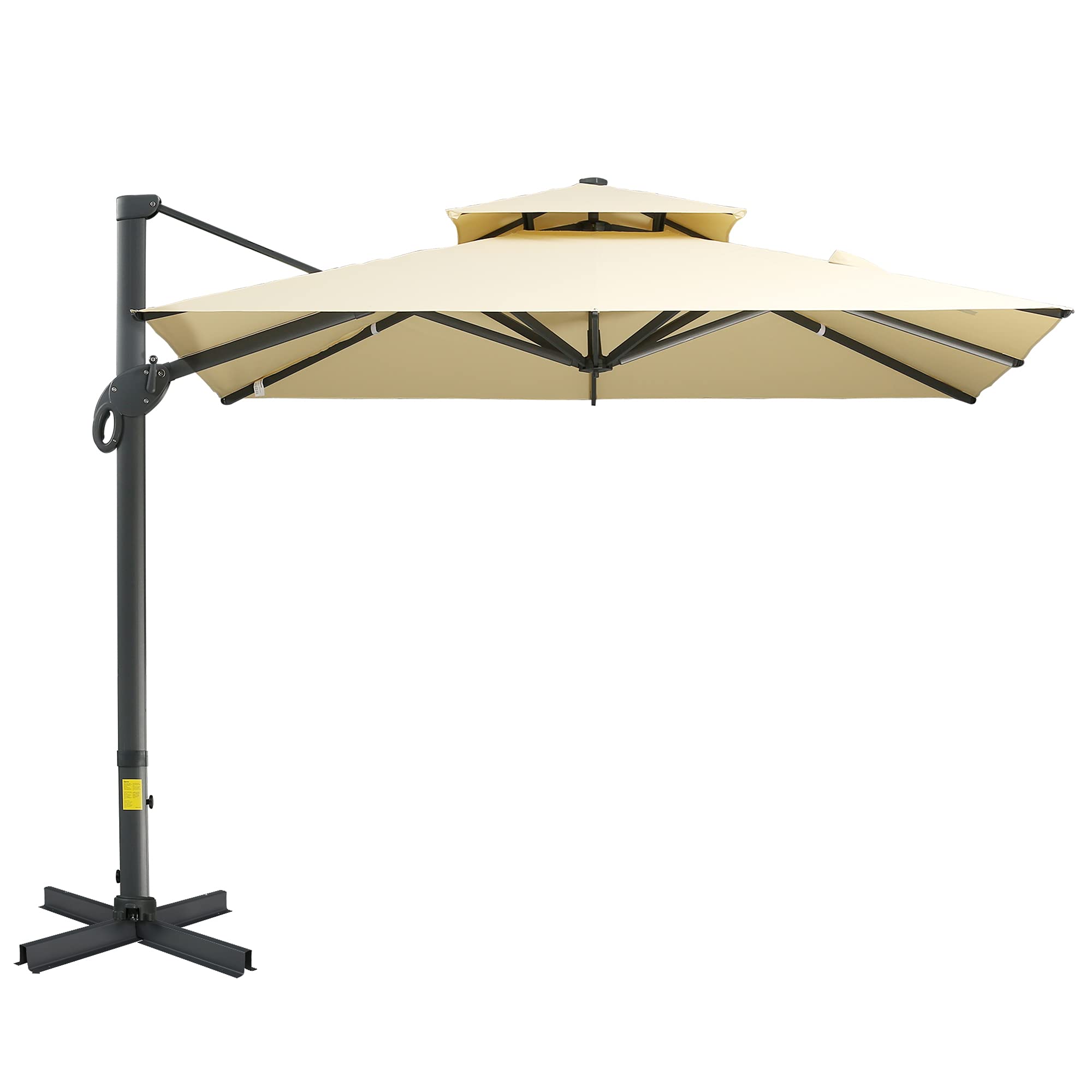 Outsunny 10ft Offset Patio Umbrella - Hanging Cantilever Outdoor Umbrella with 360° Rotation & Tilt, Square Aluminum Cross Base - Perfect for Poolside, Backyard, Deck & Garden Relaxation