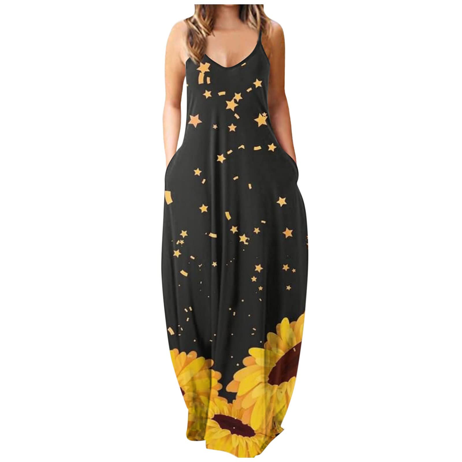 Boddenly Plus Size Long O-Neck Floral Print Summer Dress - Sleeveless Pullover Wrap Dress for Women | Perfect for Beach Vacations, Garden Parties & Casual Outings