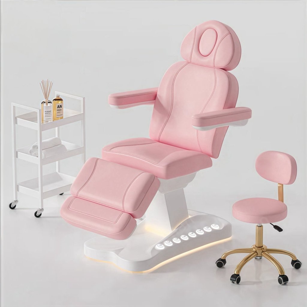 Greenlife® CarryAll 4 Motors Electric Facial Bed SPA Massage Chair with Silicone Leather - Large Foot Control Buttons & Handheld Remote - Perfect for Salon, Spa & Home Relaxation
