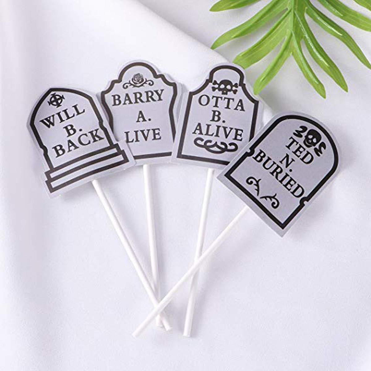 24-Piece Halloween Tombstone Cupcake Toppers - Spooky Graveyard Cake Decorations for Halloween Party Supplies | Perfect for Cupcakes, Cakes, and Dessert Displays
