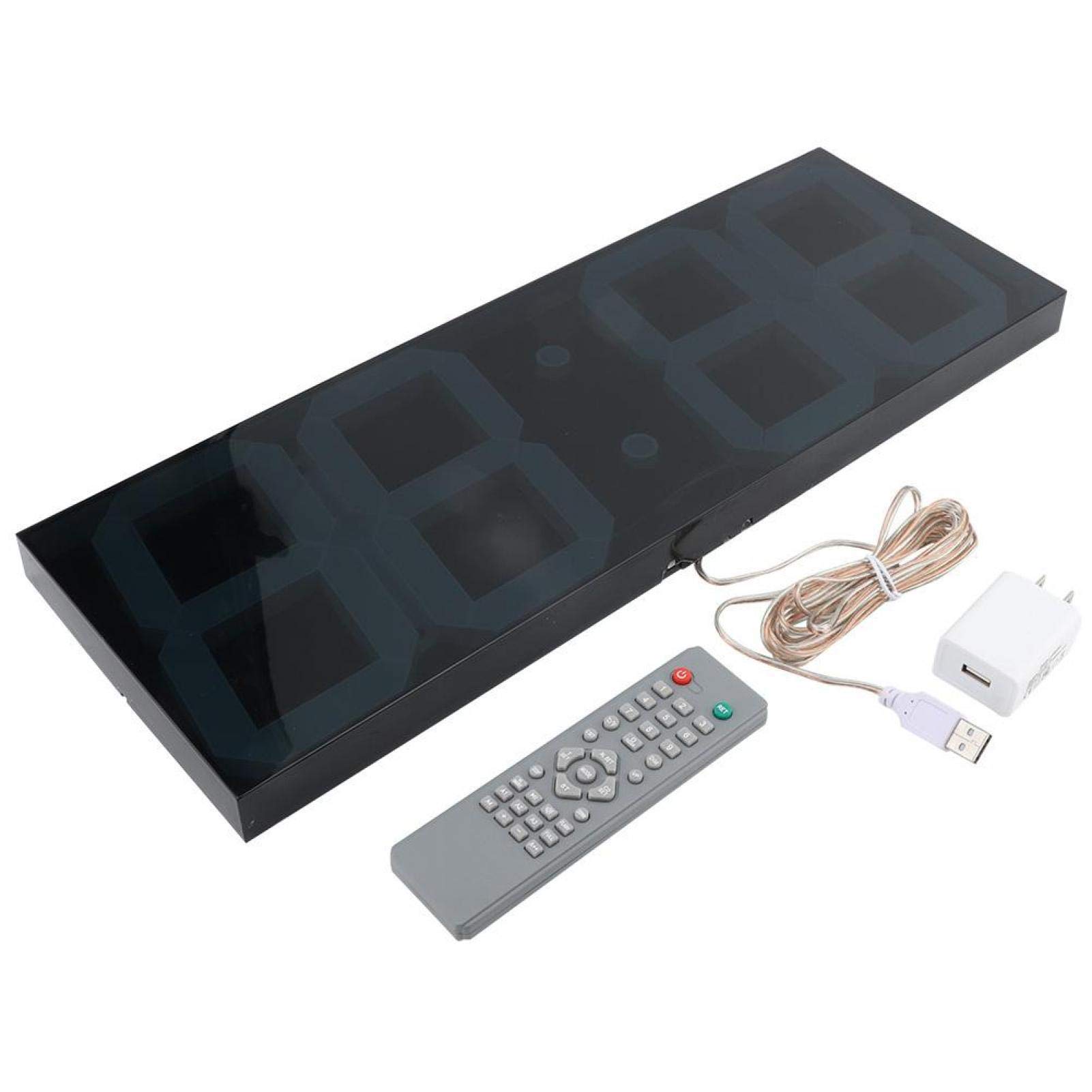 Digital LED Wall Clock with Large White Digits - Remote Control Electronic Mirror Surface Clock with Countdown Timer - 100-240V (US Plug) for Home, Office & Public Spaces - Perfect for Bedrooms, Living Rooms & Conference Rooms