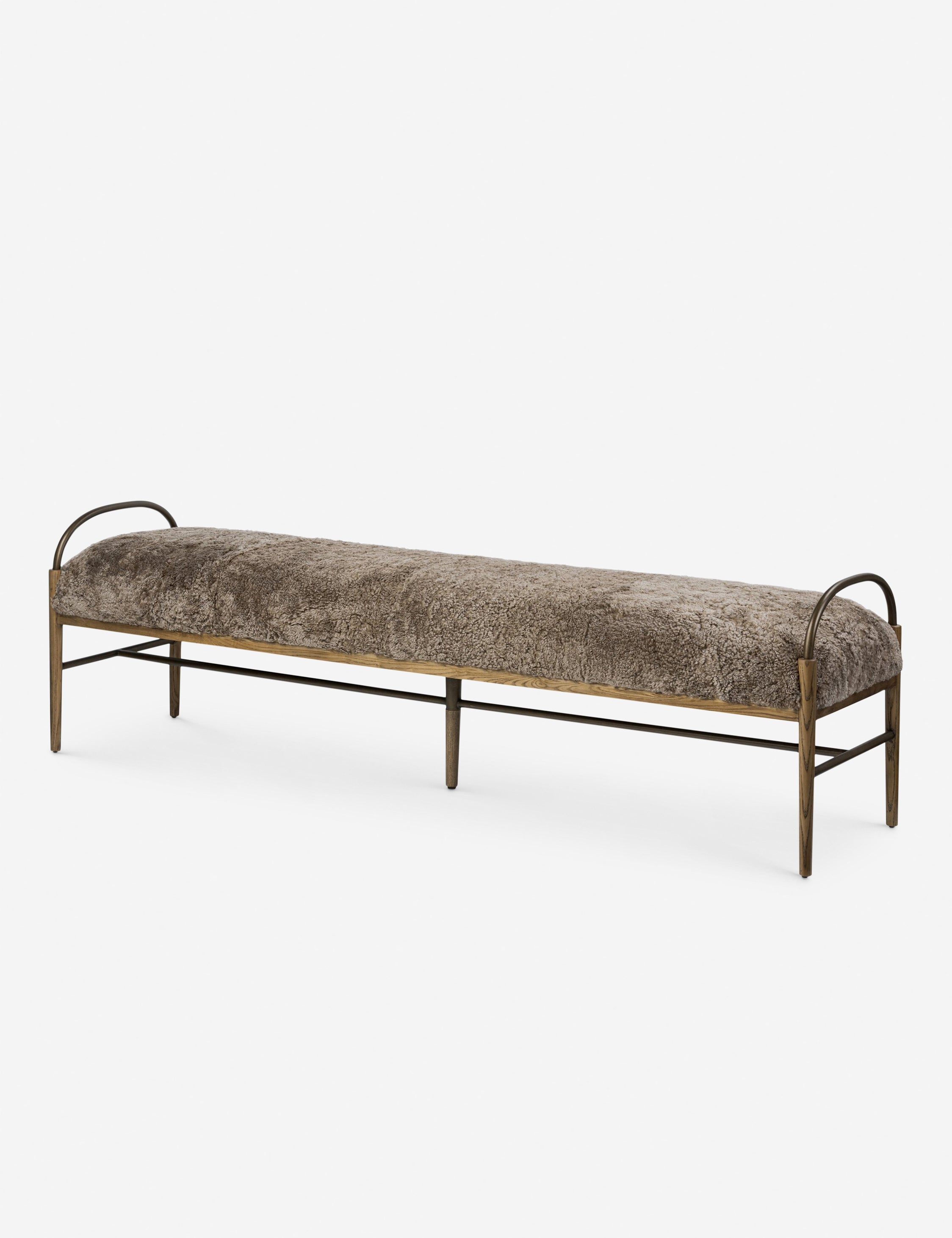 Amber Lewis x Four Hands Demi Bench - Modern Wooden Entryway Bench with Upholstered Seat - Perfect for Hallway, Living Room, or Bedroom Decor